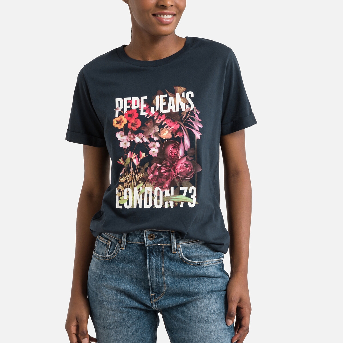 Photograph of Pepe Jeans Printed Cotton T-Shirt with Short Sleeves