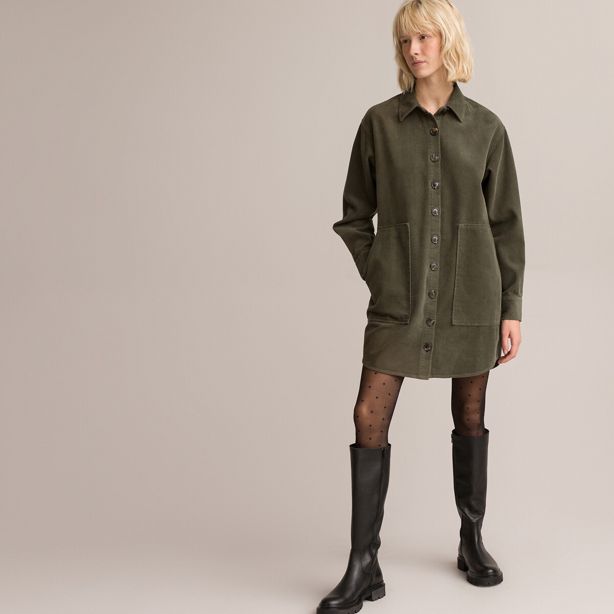 Photograph of La Redoute Collections Corduroy Mini Shirt Dress