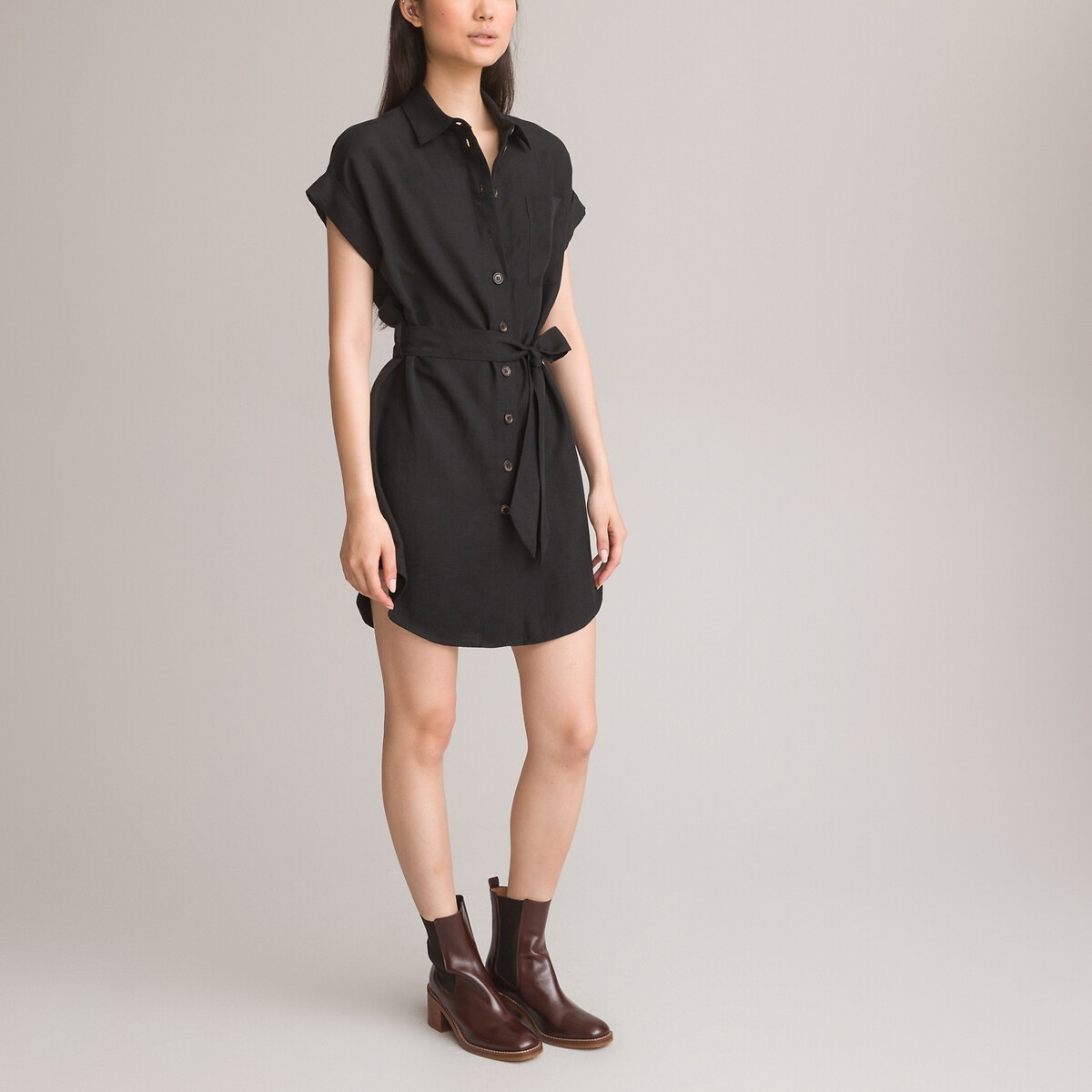 Photograph of La Redoute Collections Mini Shirt Dress in Linen Mix