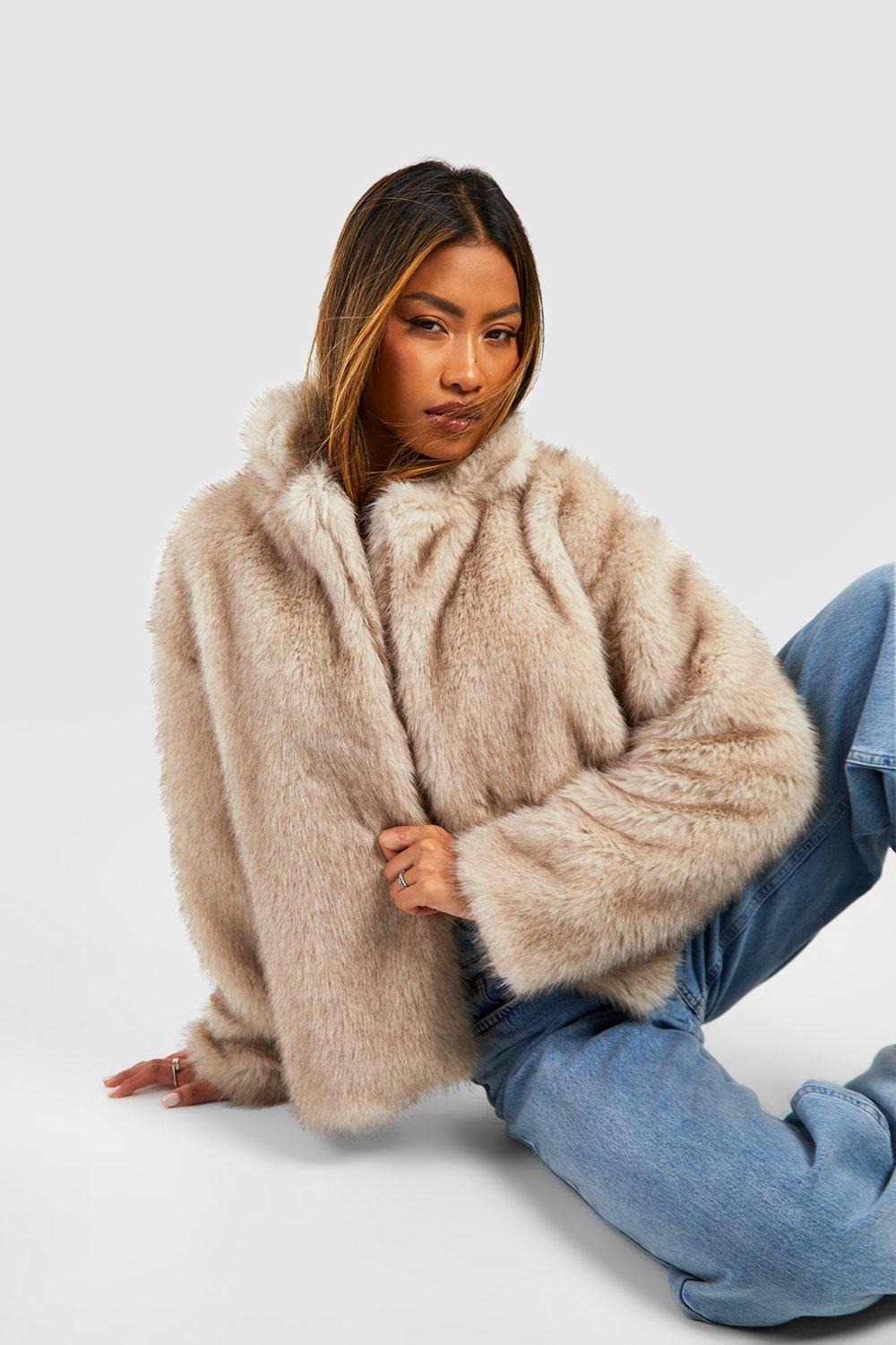 Boohoo Womens Premium Vintage Look Faux Fur Short Coat Rather Saucy