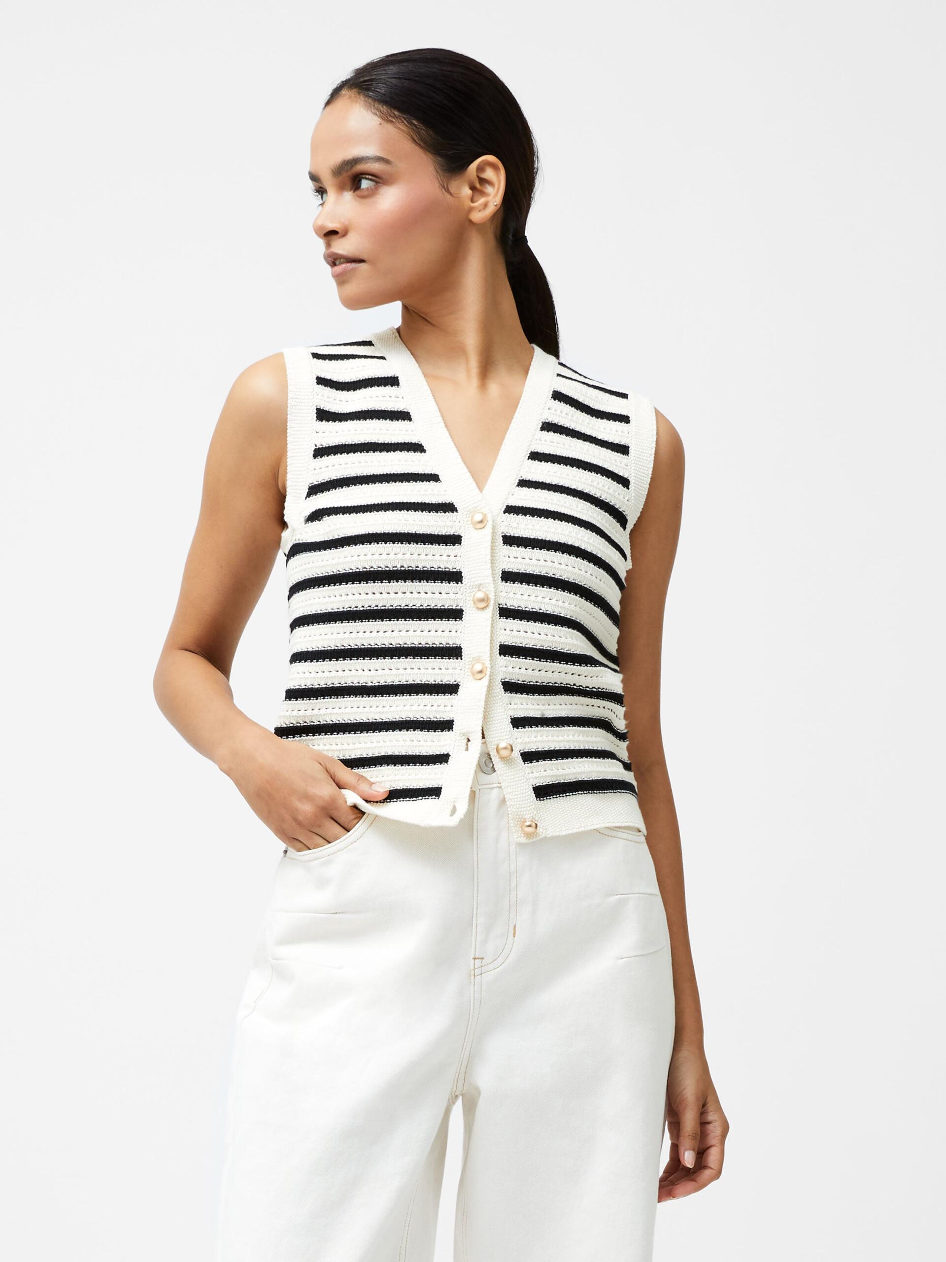 Photograph of French Connection Lumi Mozart Knit Waistcoat Summer White