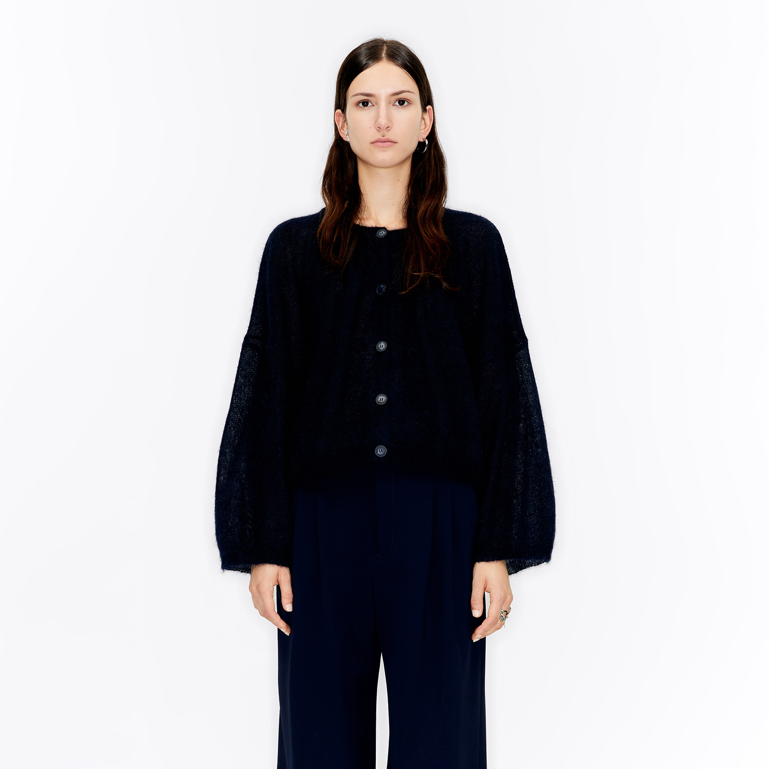 BIMBA Y LOLA Navy blue mohair boxy cardigan Rather Saucy