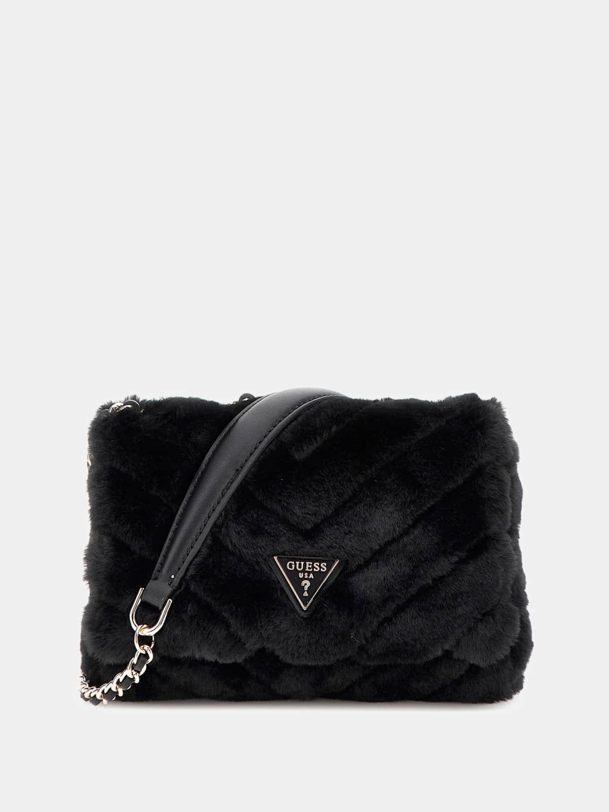 Guess Katine Faux Fur Mini Crossbody Bag Rather Saucy