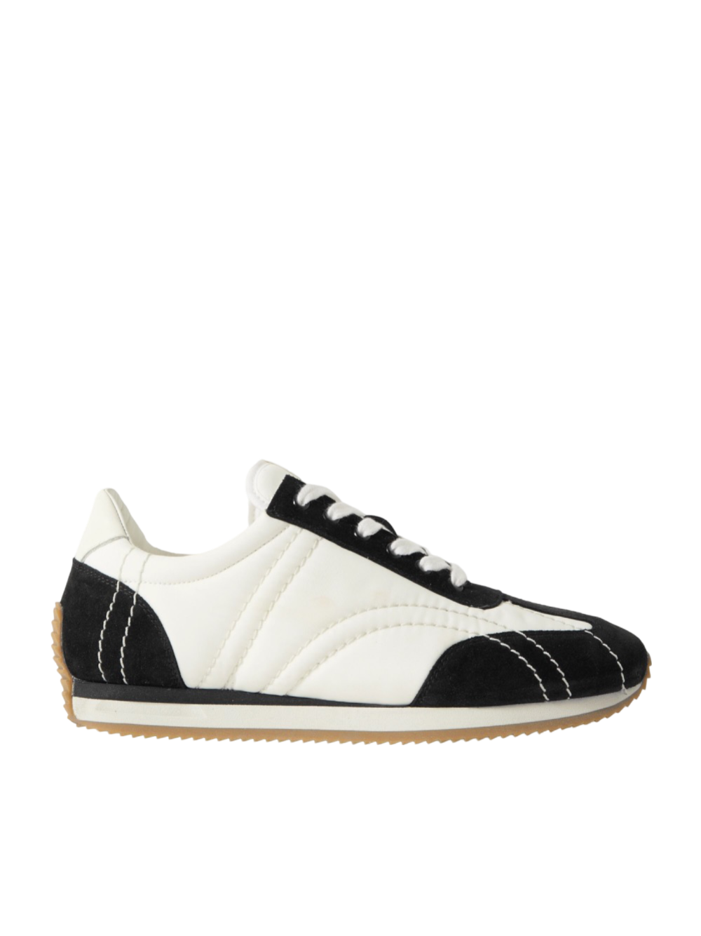 Photograph of Toteme Sport Leather Trimmed Trainers White/Dark Brown