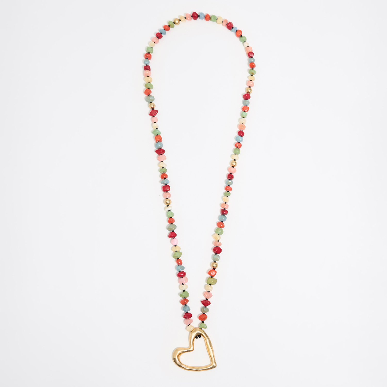 Photograph of BIMBA Y LOLA Multicolor stones gold heart necklace