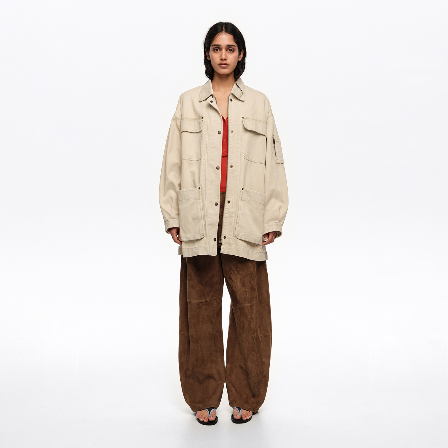BIMBA Y LOLA Off-white cotton multi-pocket jacket
