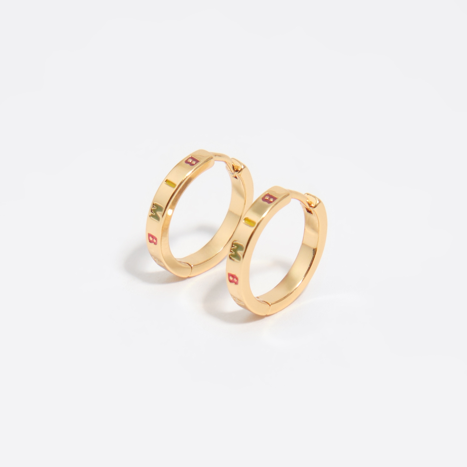 BIMBA Y LOLA Gold hoop earrings with multicolor logo