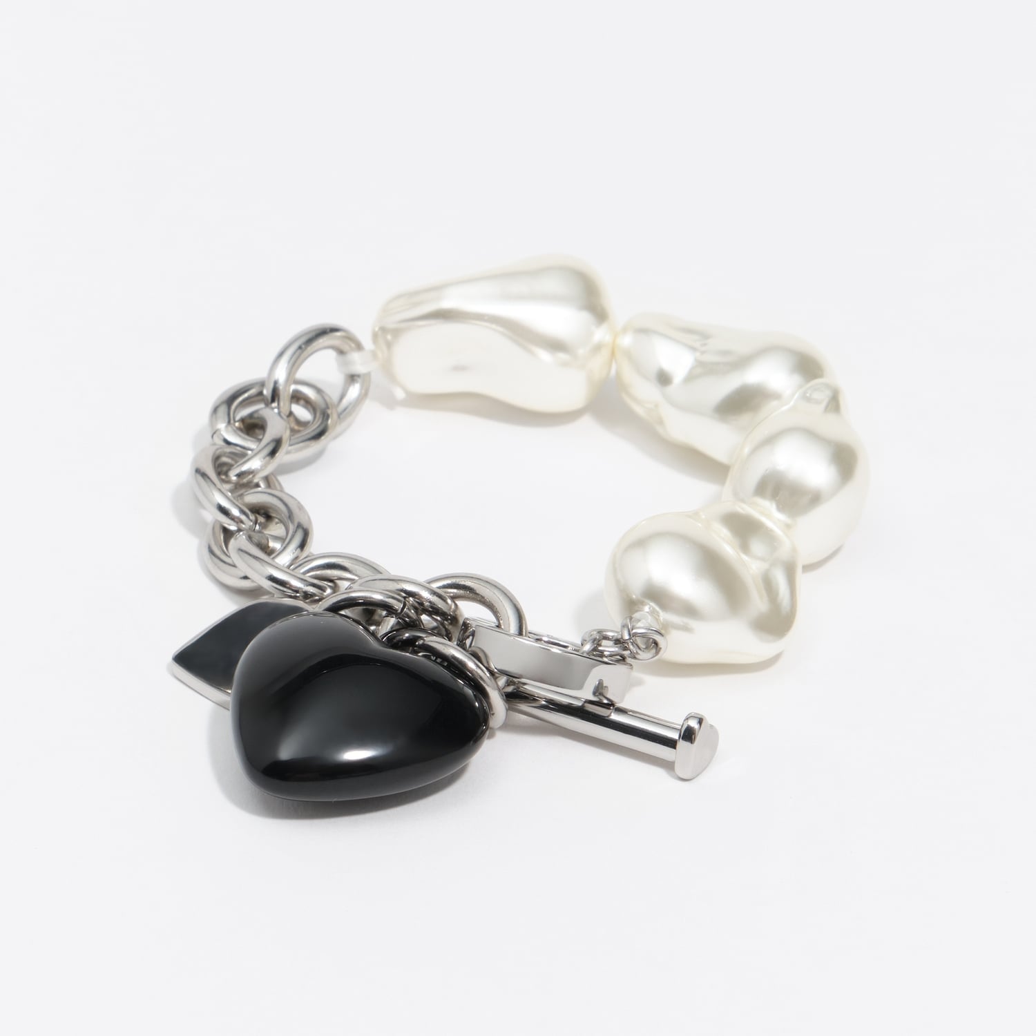 BIMBA Y LOLA Chain and pearl black heart bracelet