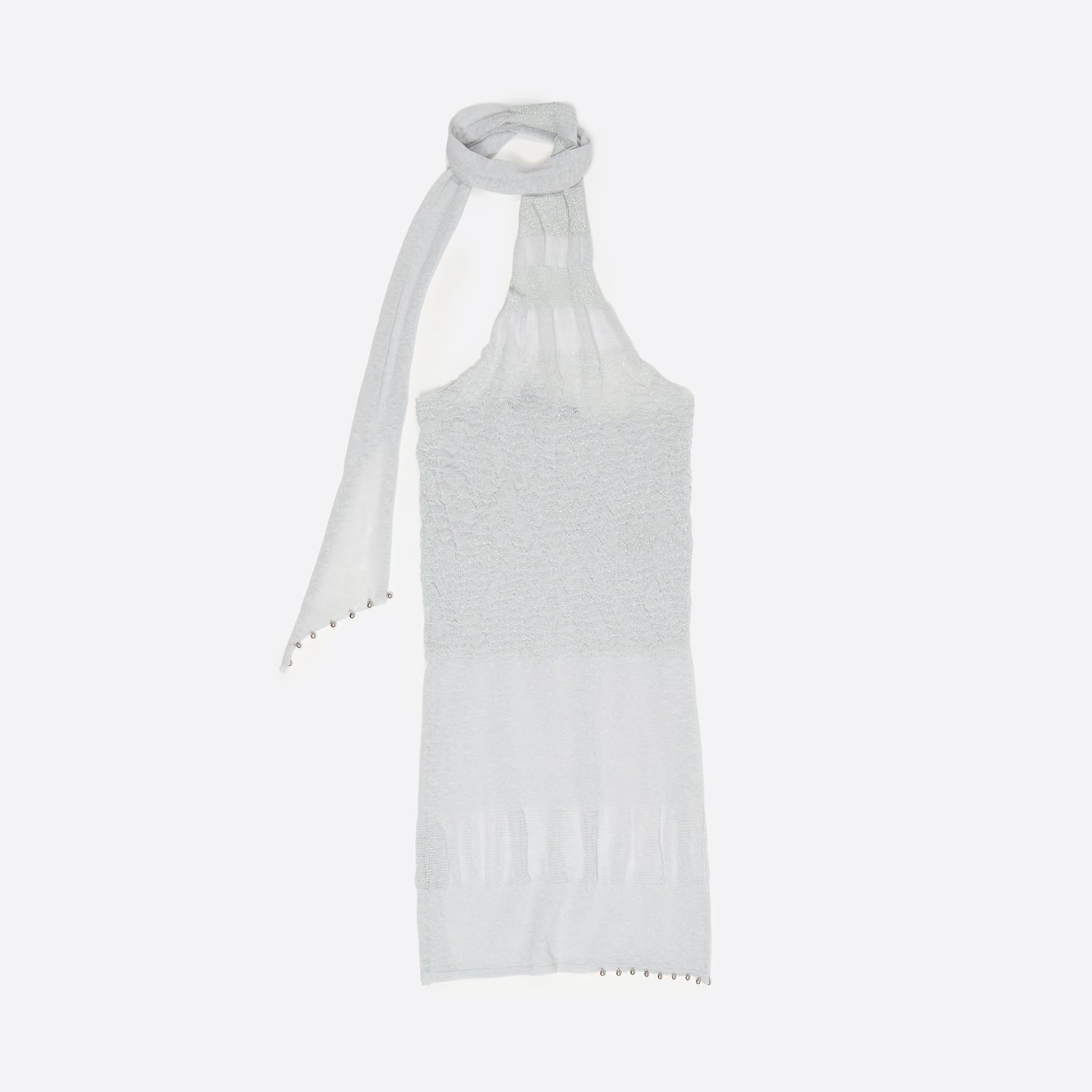 BIMBA Y LOLA Halter neck top diagonal light grey metallic