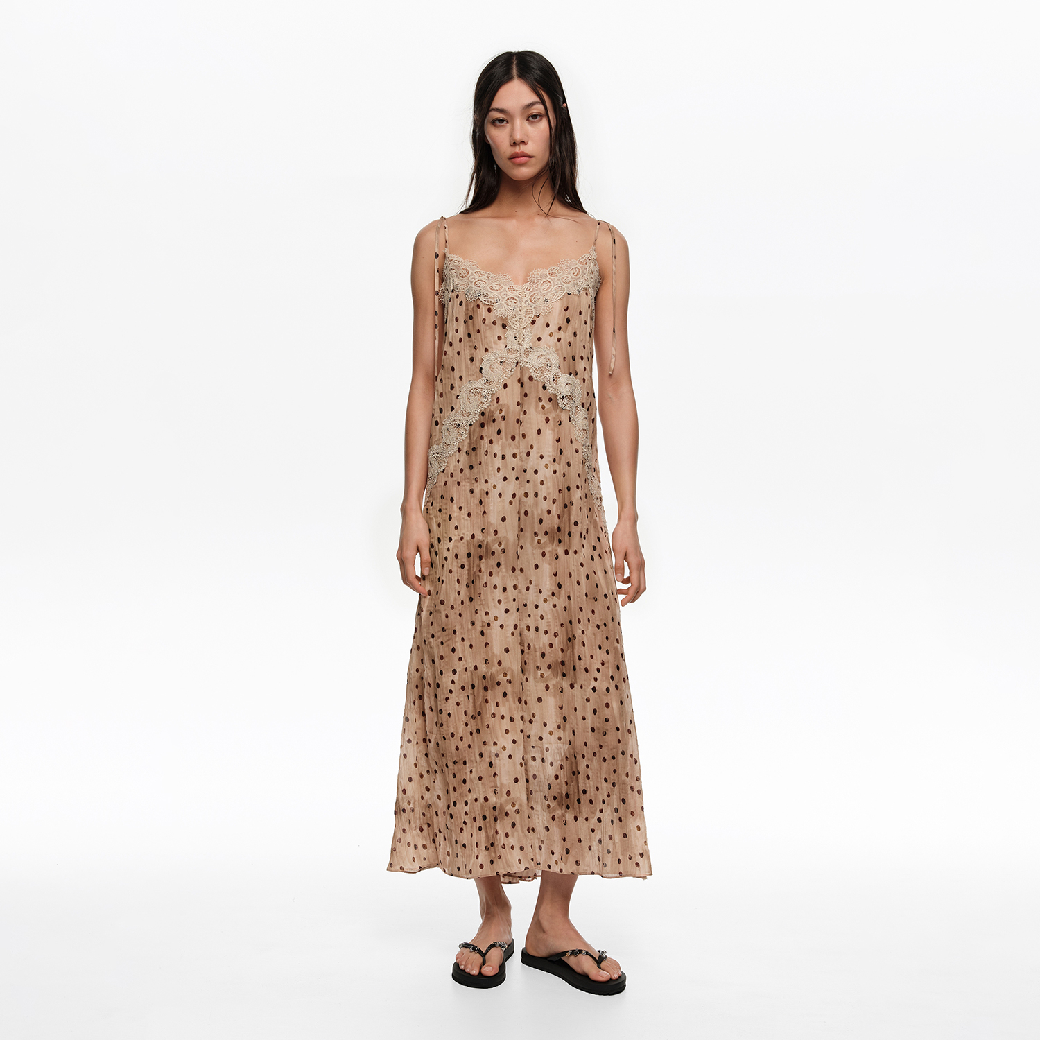 BIMBA Y LOLA Watercolor Dots lace pleated dress