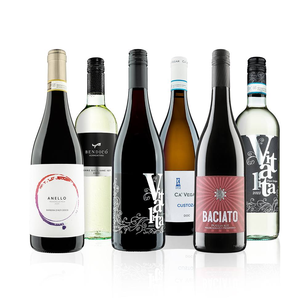 Virgin Wines Italian Customer Favourites Mixed Wine Case 6 Bottles (75cl) in White