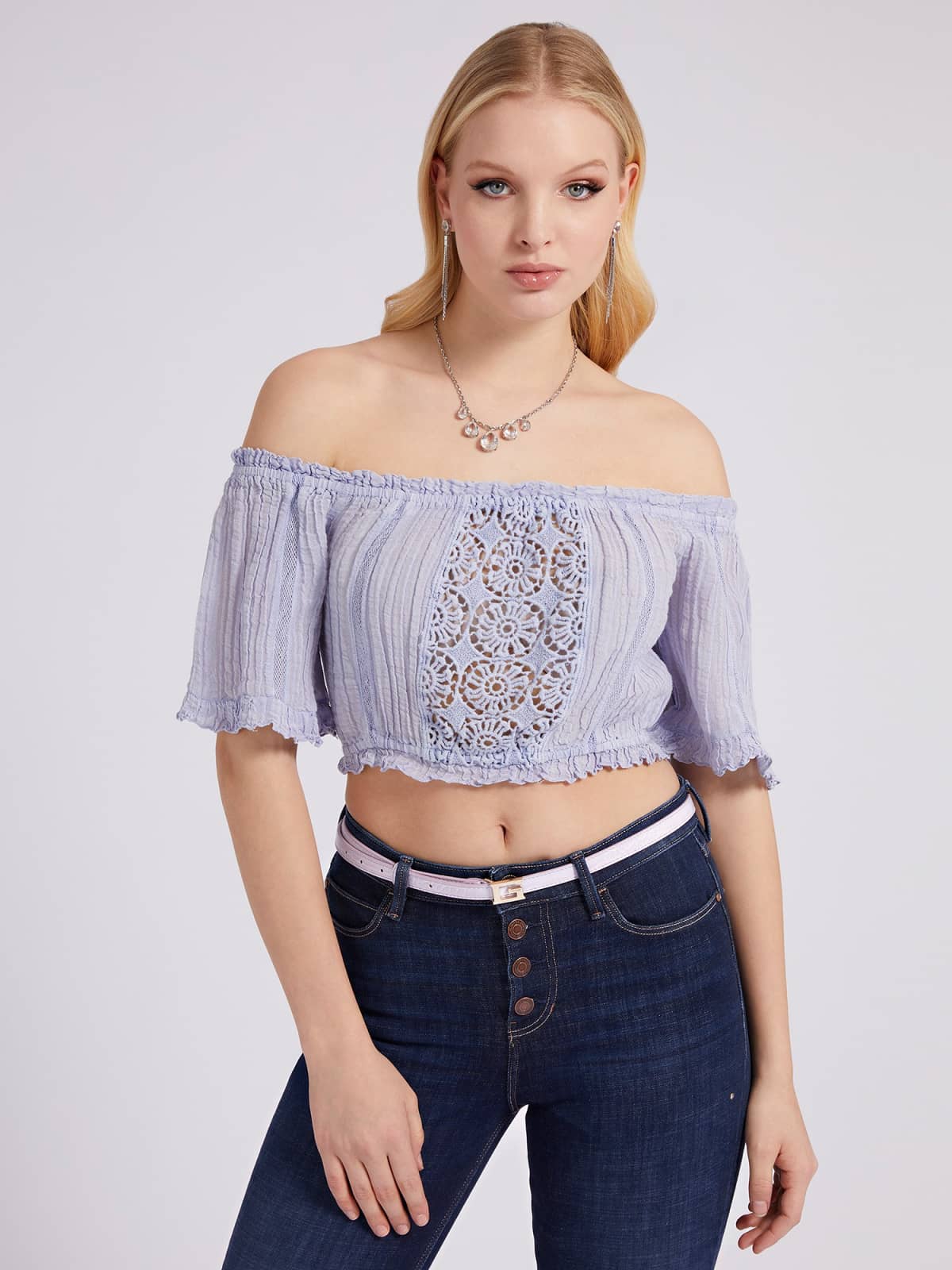 Guess Off Shoulder Crop Top Rather Saucy