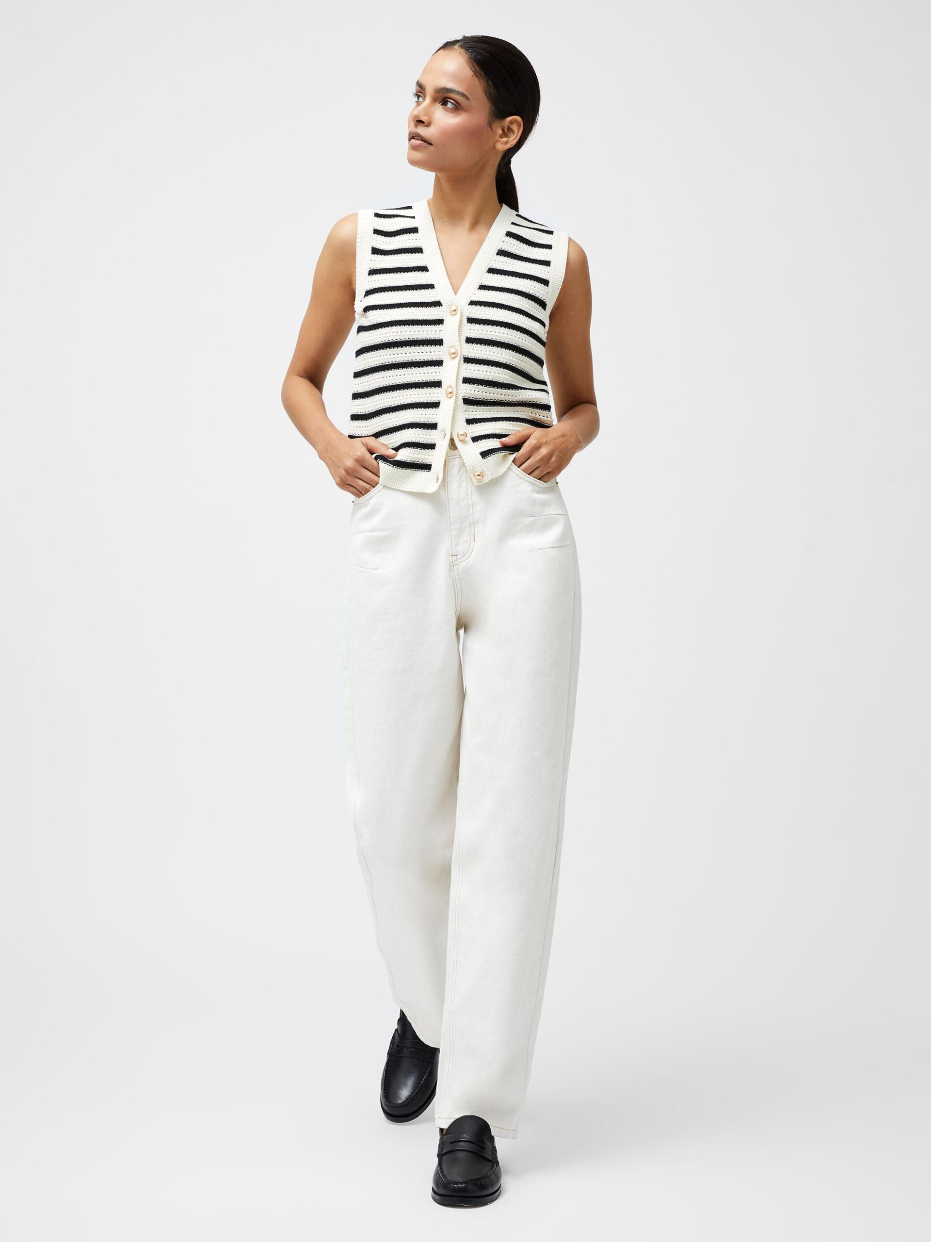 Photograph of French Connection Dallas Denim Barrel Leg Jeans Summer Ecru