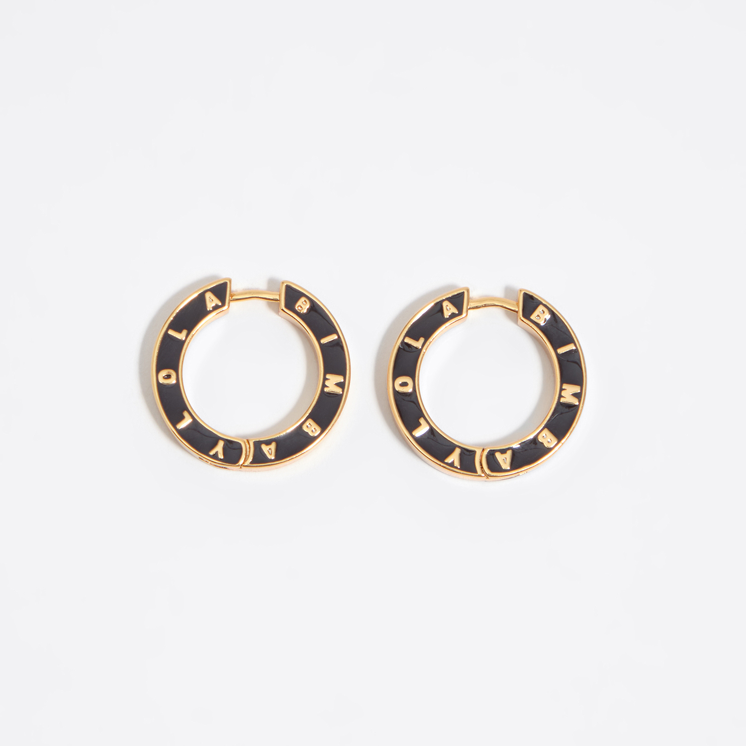 BIMBA Y LOLA Brown logo hoop earrings