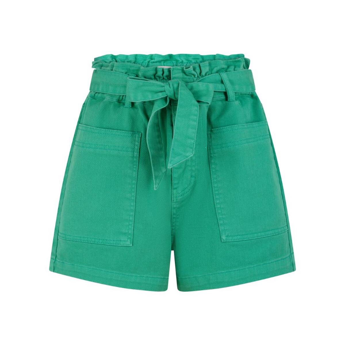 Naf Naf Freg Paper Bag Shorts with Tie Waist in Cotton Rather Saucy