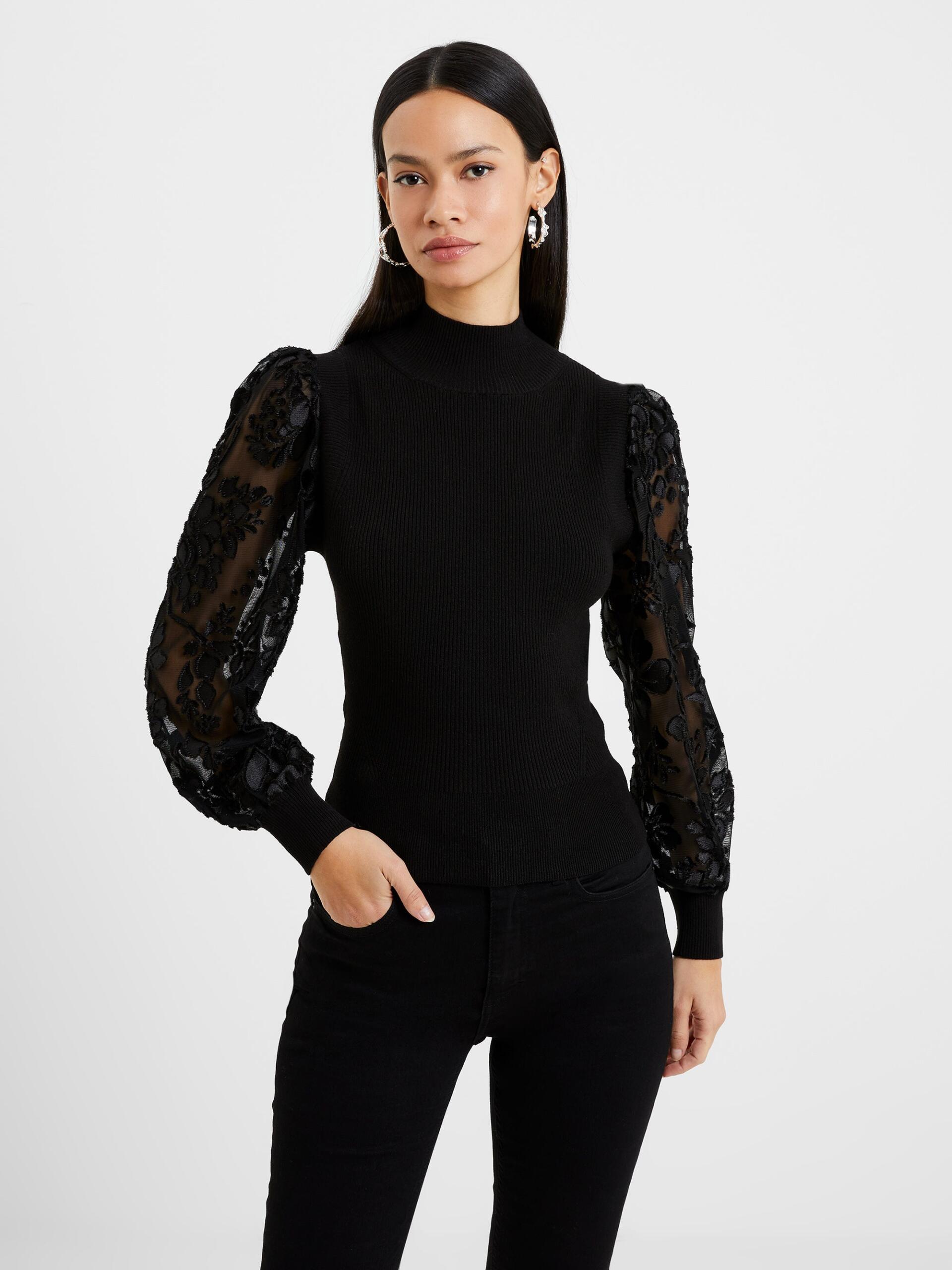 Photograph of French Connection Onnie Krista Burnout Sleeves Jumper Blackout