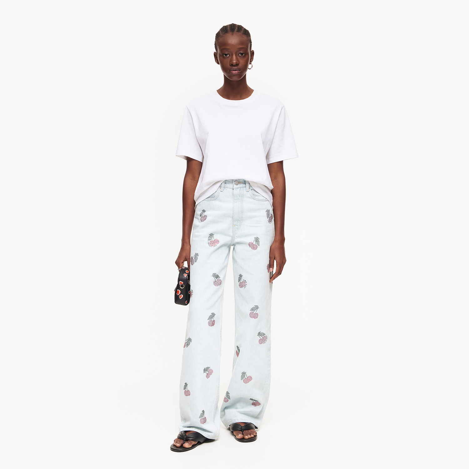 Photograph of Bimba Y Lola WIDE LEG - Blue wide jeans with cherries