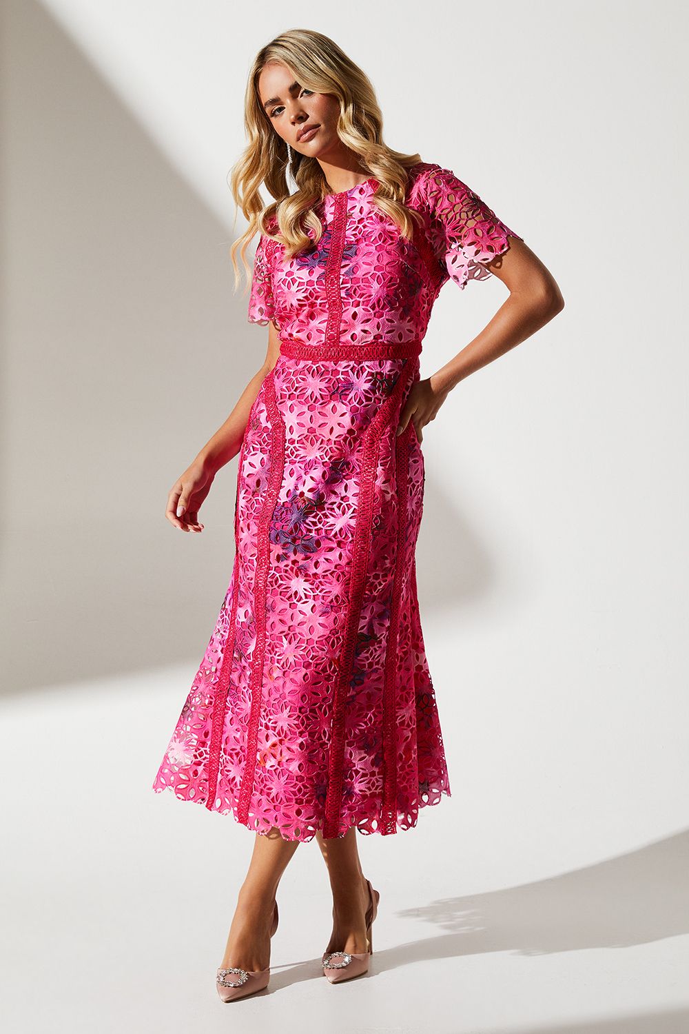 Coast Petite Printed Lace Midi Pencil Dress Rather Saucy
