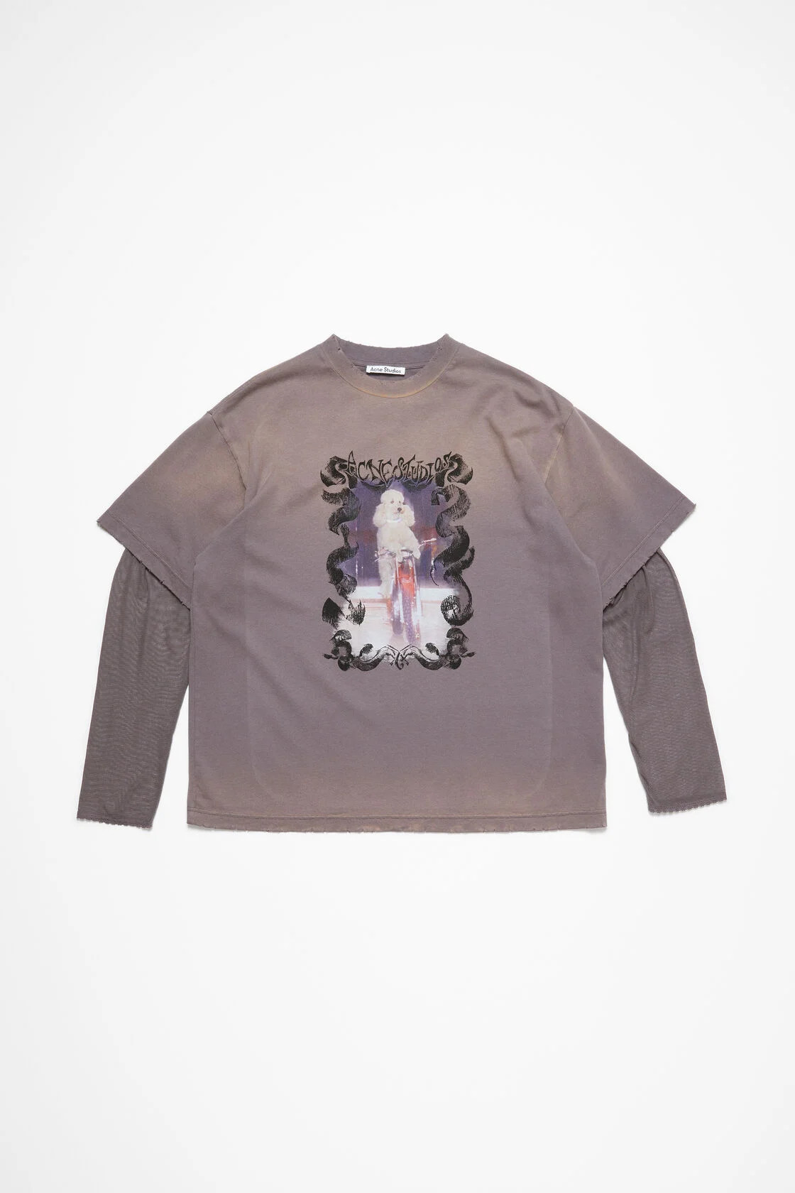 Photograph of Acne Studios Layered Printed T-Shirt Dark Mauve