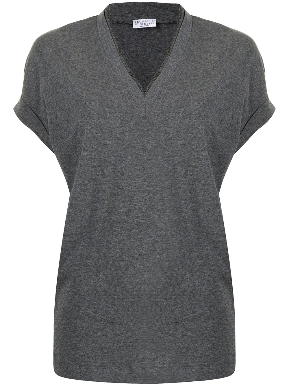 Photograph of Brunello Cucinelli Cap-Sleeve Knitted T-Shirt Grey