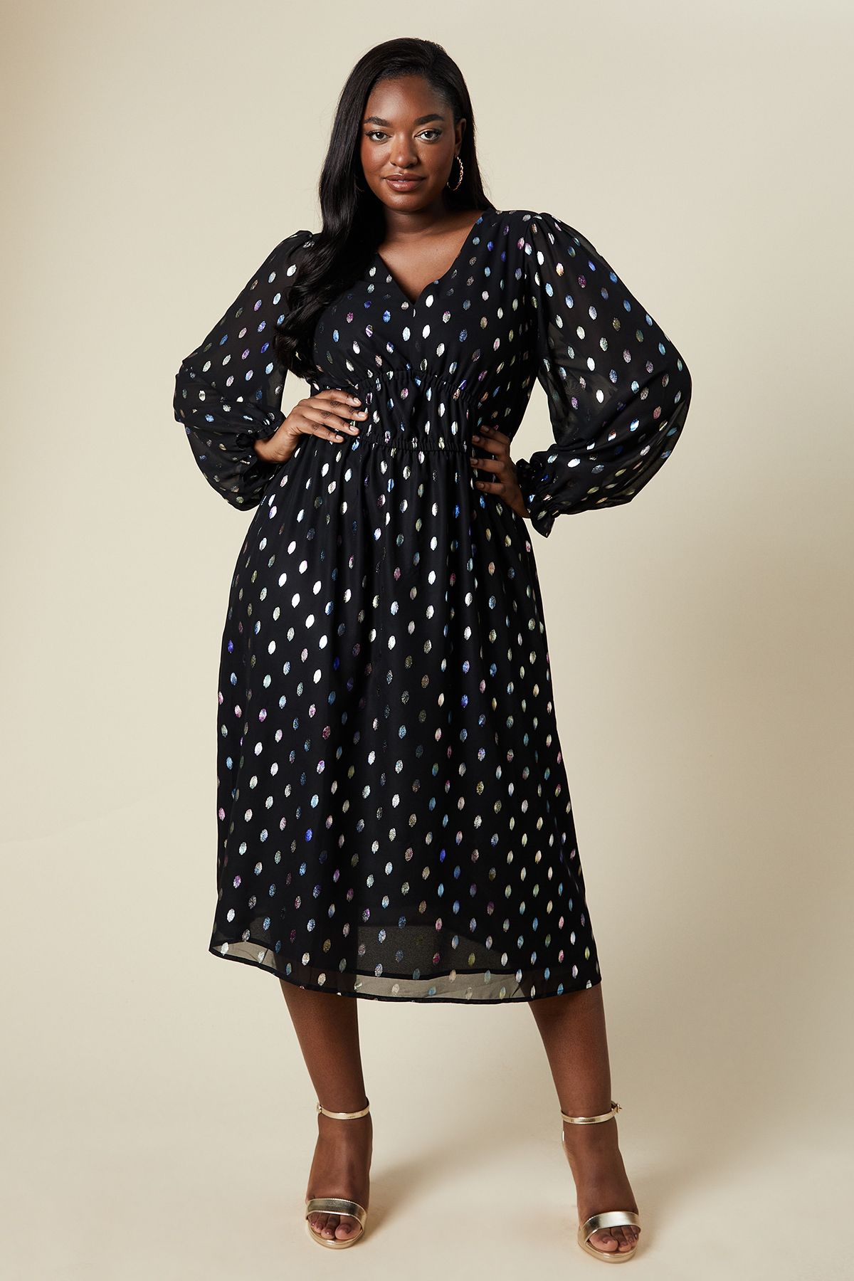 Dorothy Perkins Womens Curve Shimmer Waist Detail Midi Dress Rather Saucy