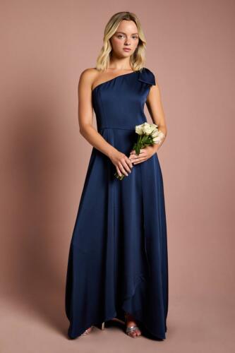 Coast Girl's Teen One Shoulder Bow Bridesmaid Dress in Navy | Size: 10/11 Years