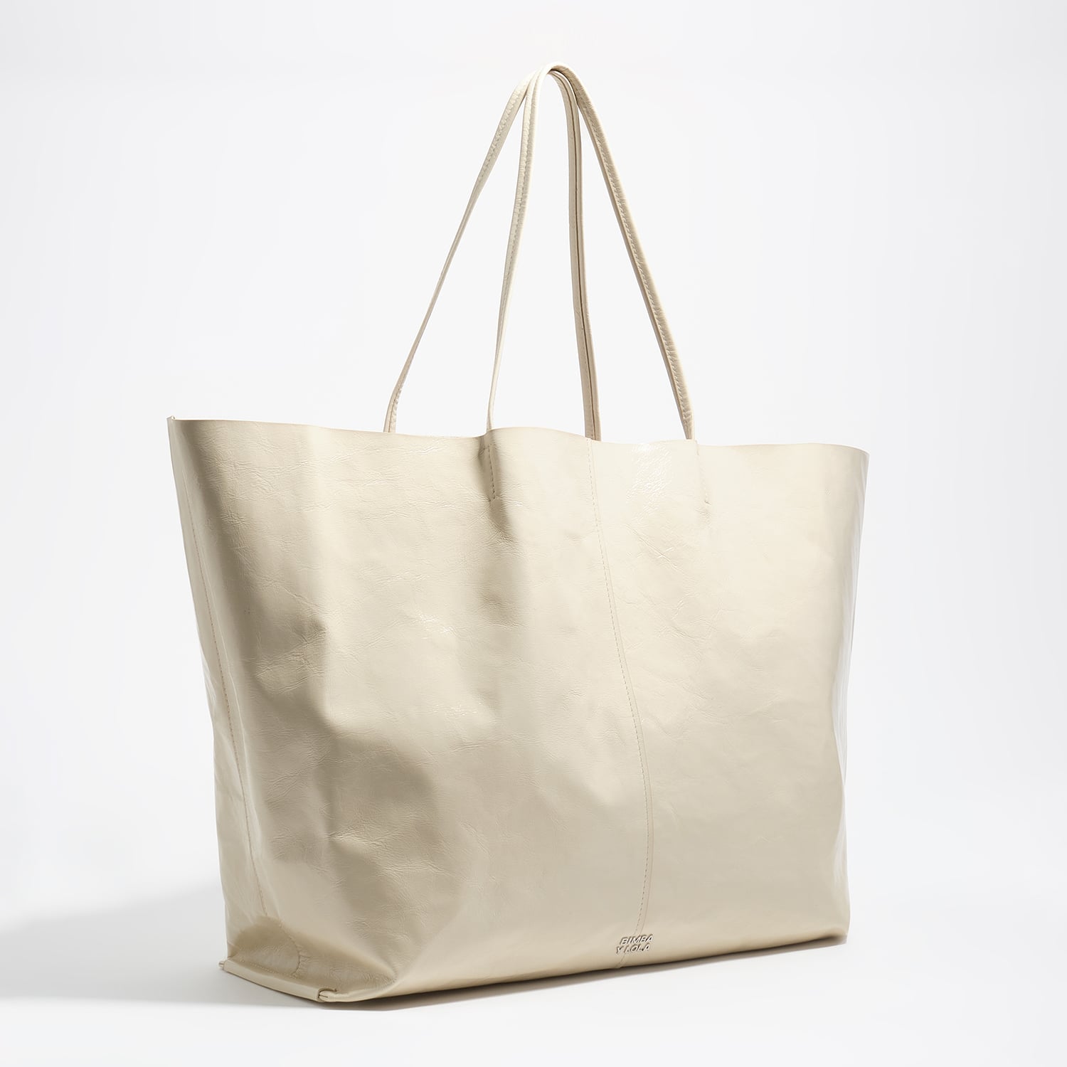 BIMBA Y LOLA Cream shiny leather maxi shopper bag