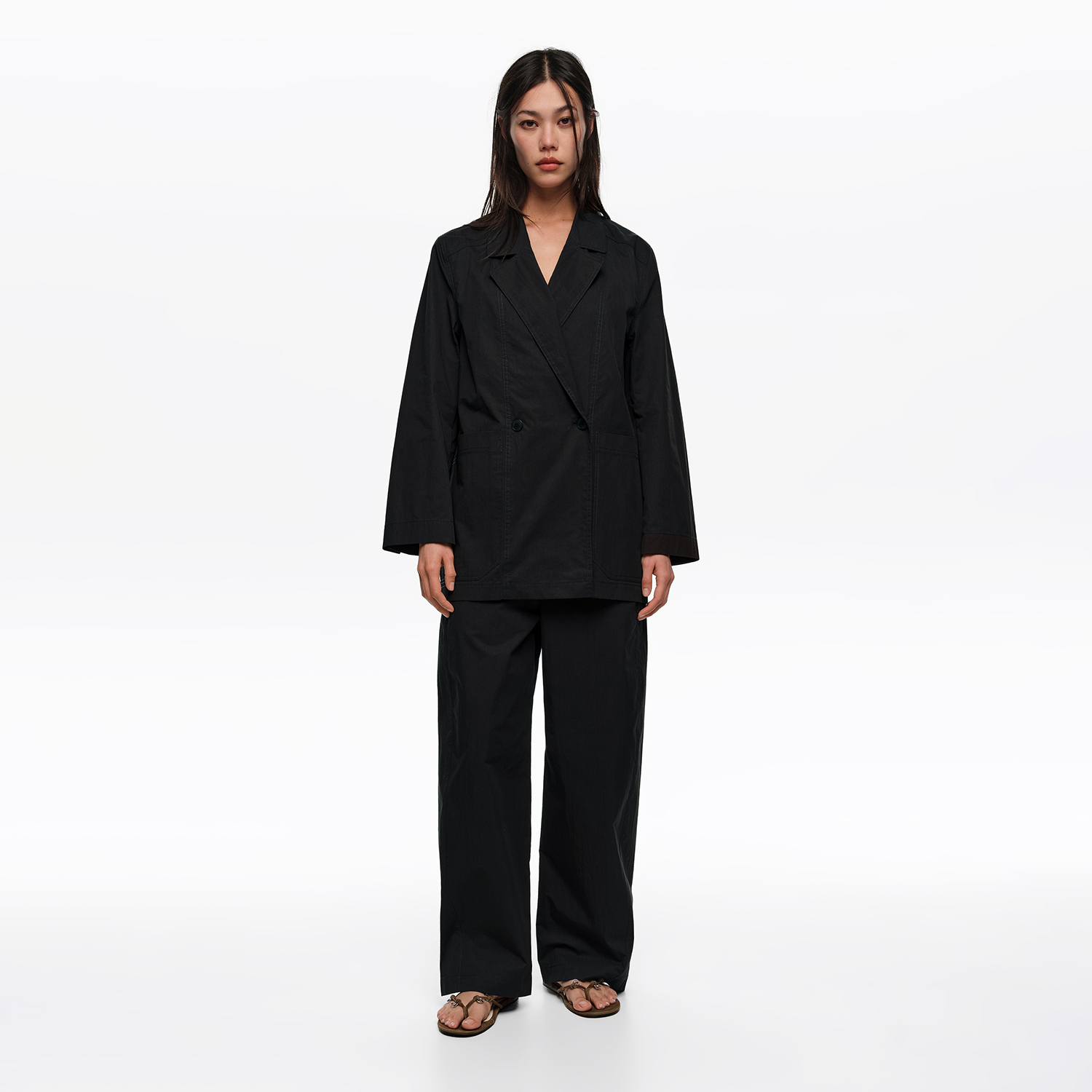 BIMBA Y LOLA Black topstitched tailored jacket