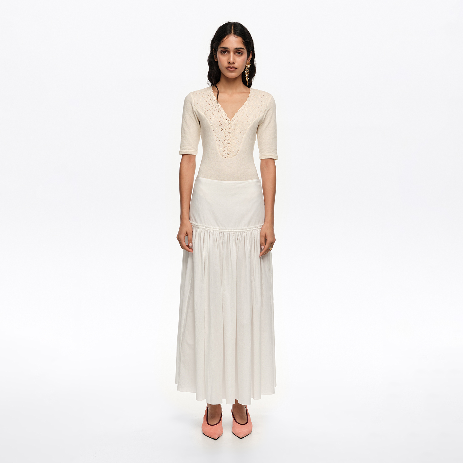 BIMBA Y LOLA White cotton flared skirt