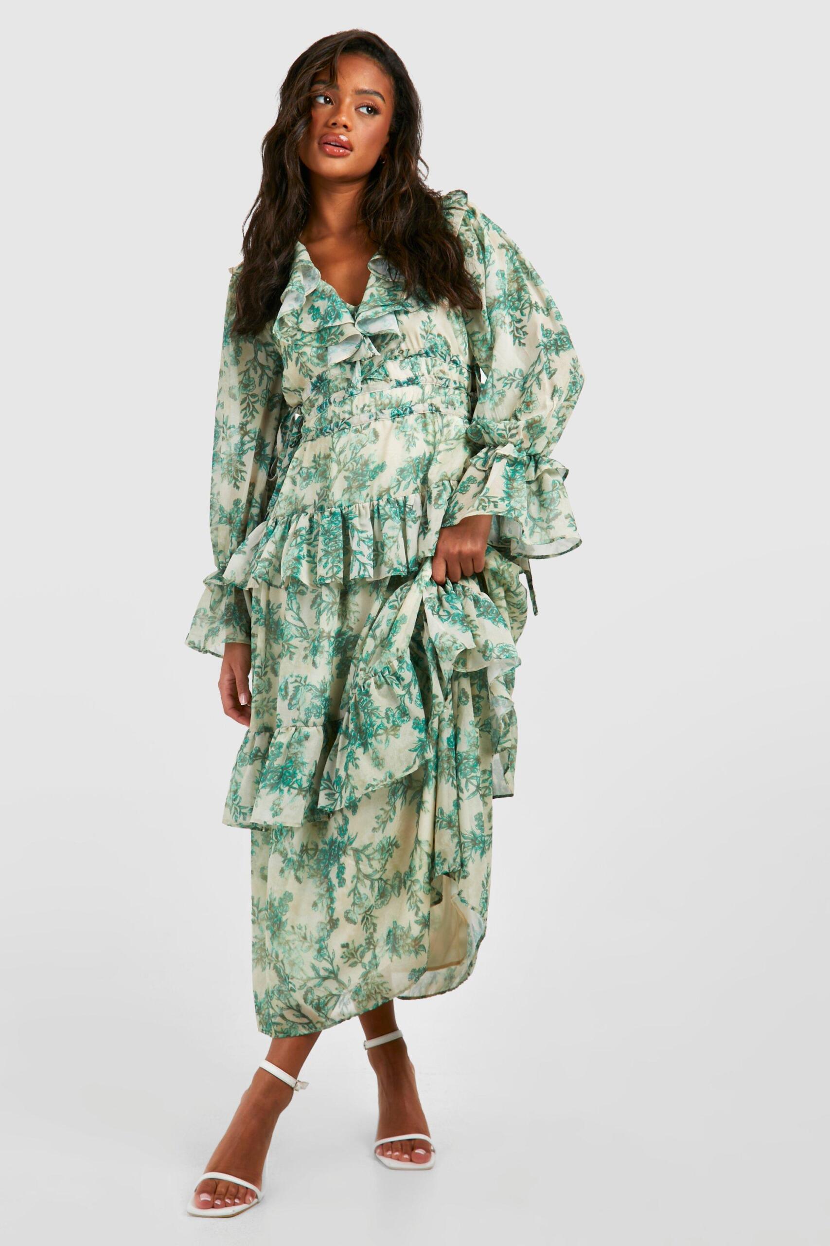 Chiffon ruffle dress clearance