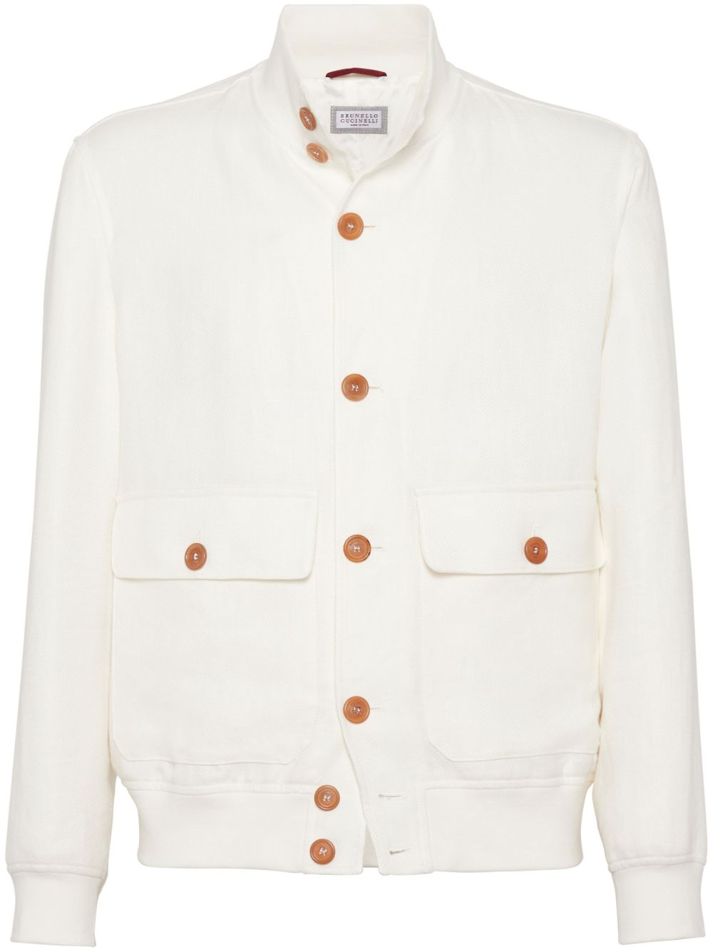 Photograph of Brunello Cucinelli Cargo Pocket Twill Bomber Jacket White