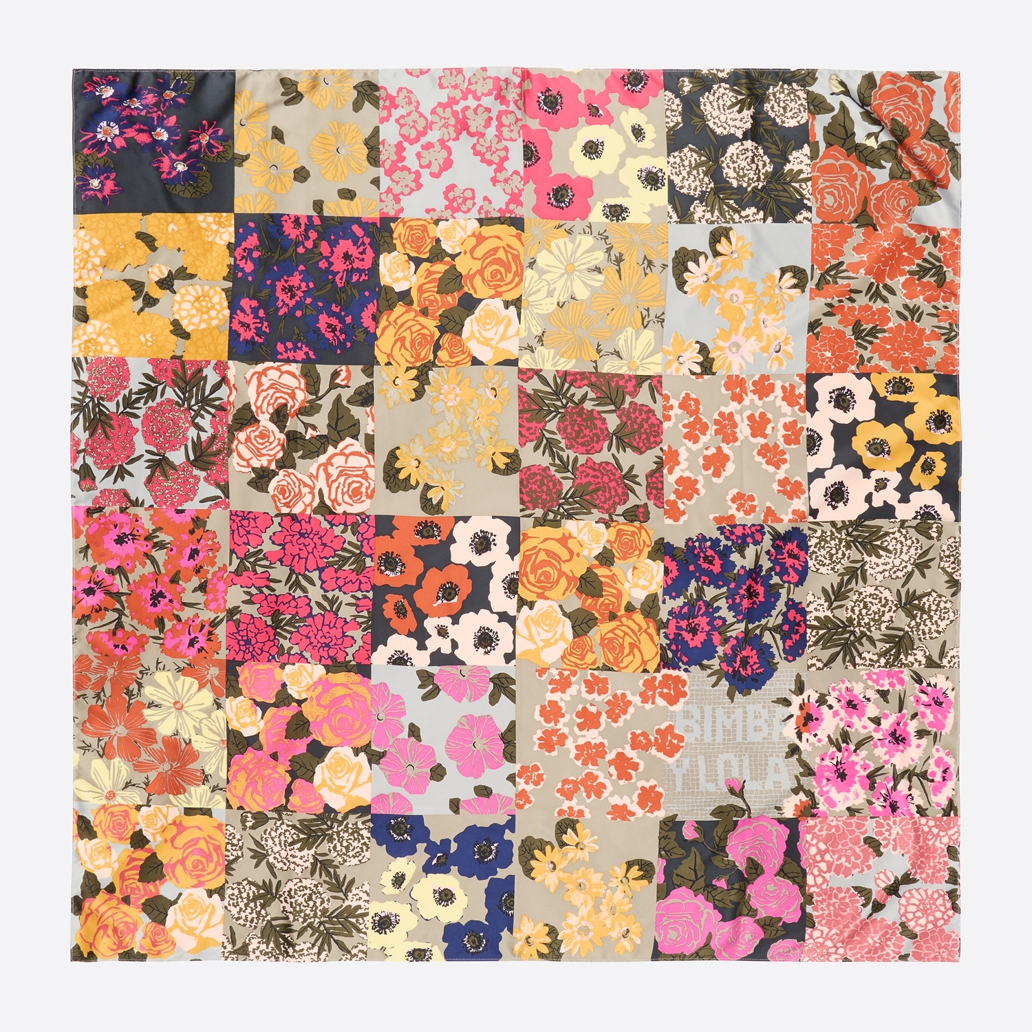 BIMBA Y LOLA Sage green floral patchwork scarf