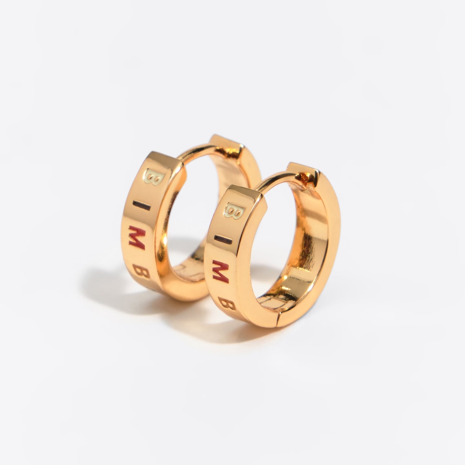 BIMBA Y LOLA Small gold and multicolored logo hoop earrings