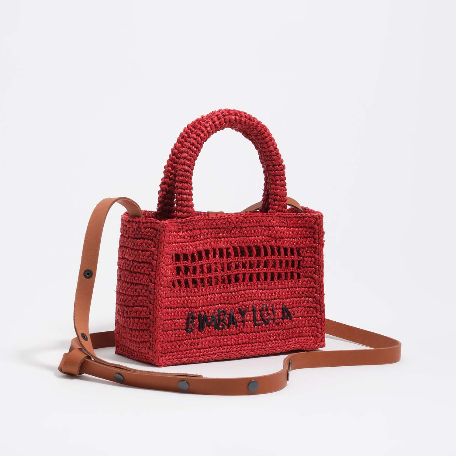 BIMBA Y LOLA Red raffia plaited mini bag