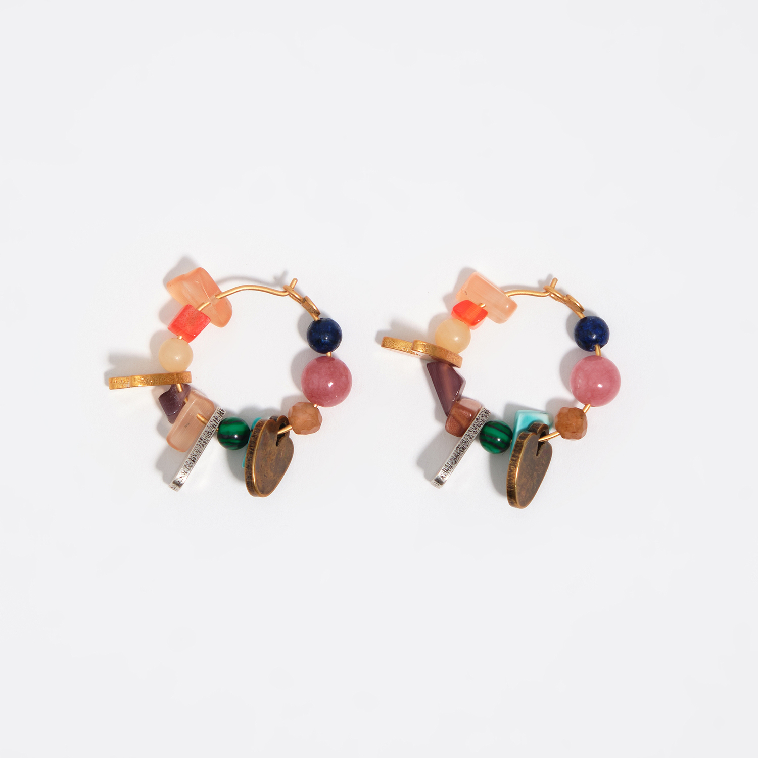 BIMBA Y LOLA Metal silhouette and multicolor stone hoop earrings