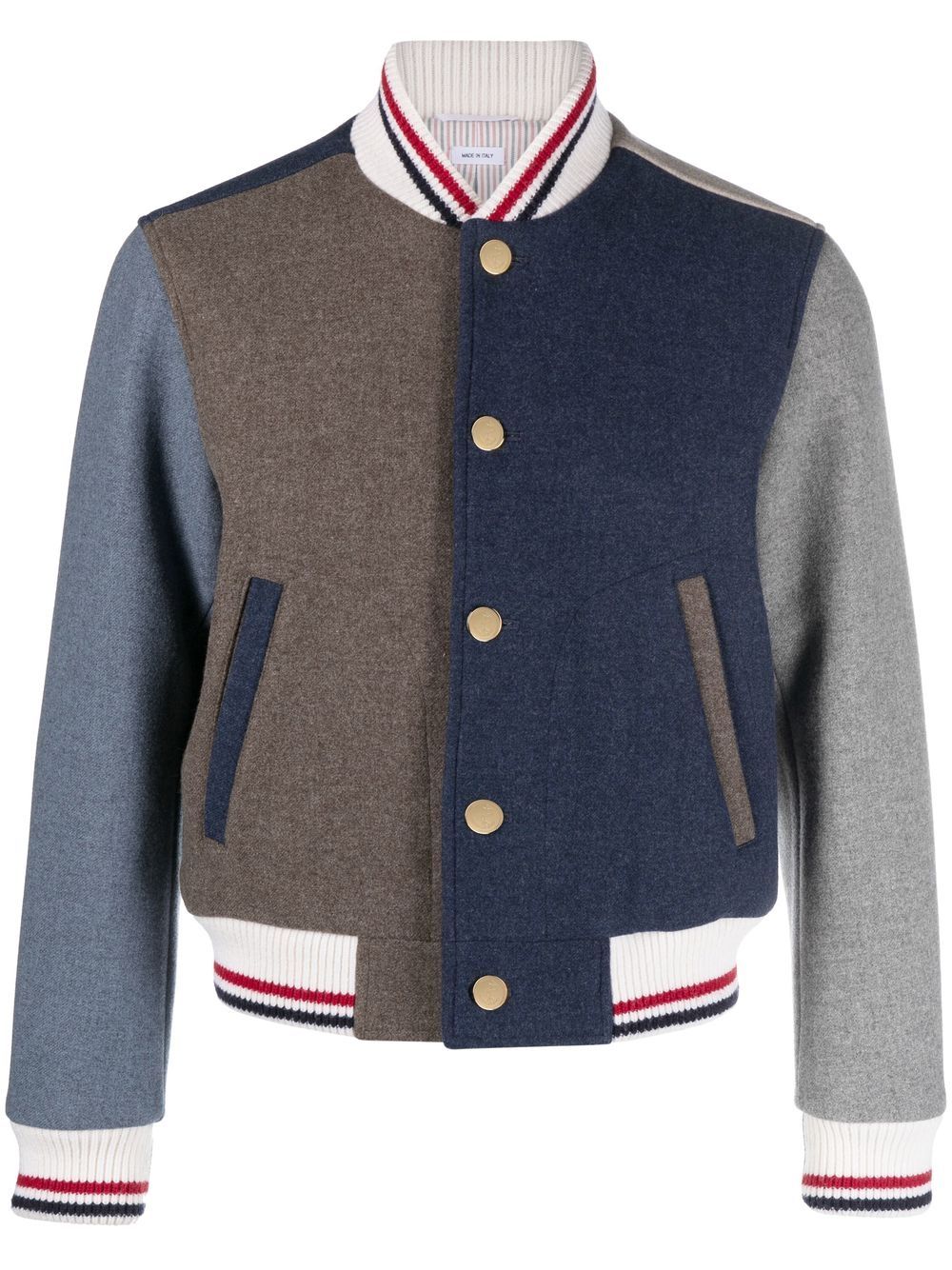 Photograph of Thom Browne Colour Block Panel Bomber Jacket Med Brown