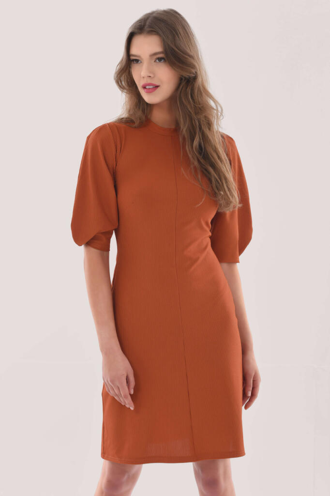 Closet London Brown High Neck ALine Dress Rather Saucy