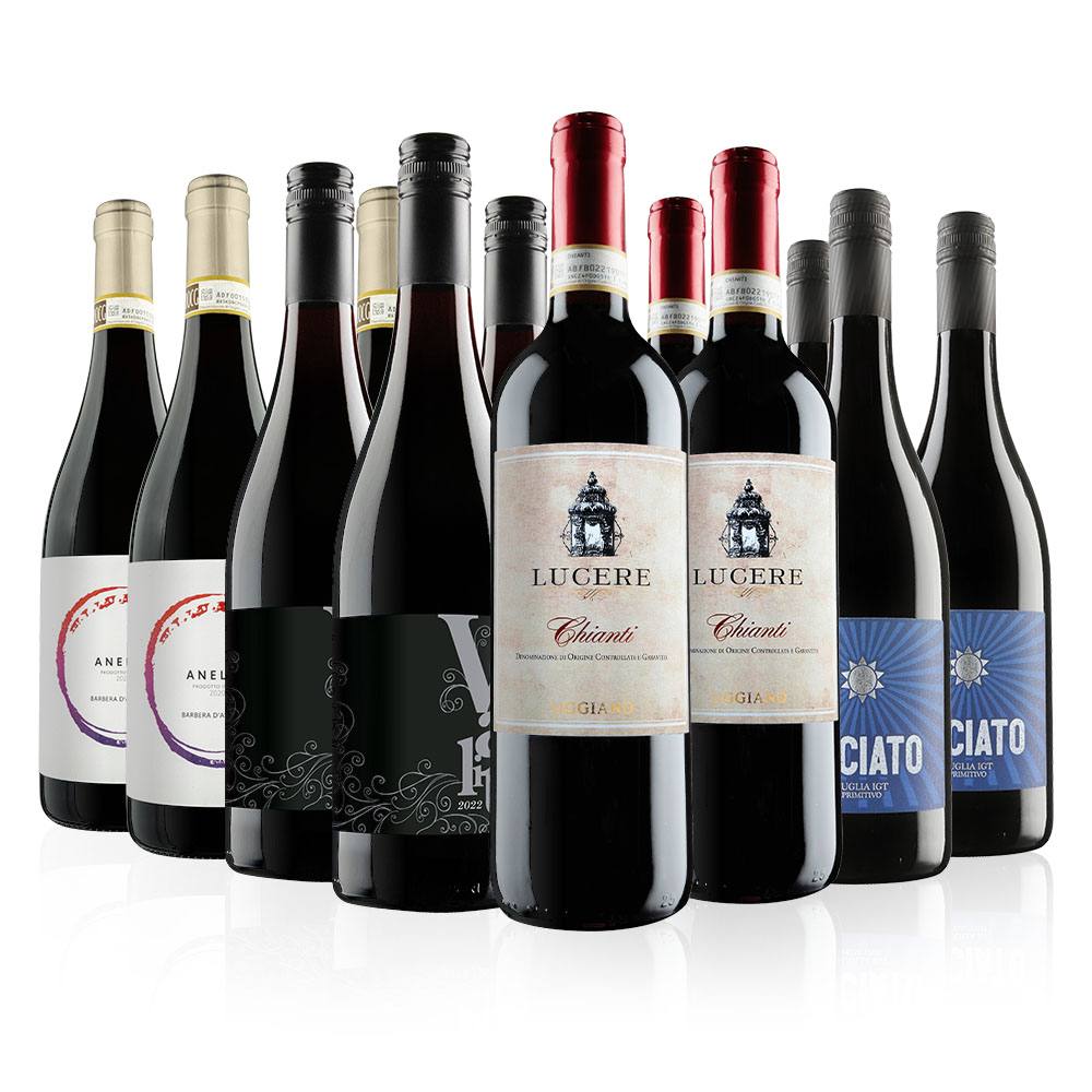 Virgin Wines Italian Customer Favourites Red Wine case 12 Bottles (75cl) in White