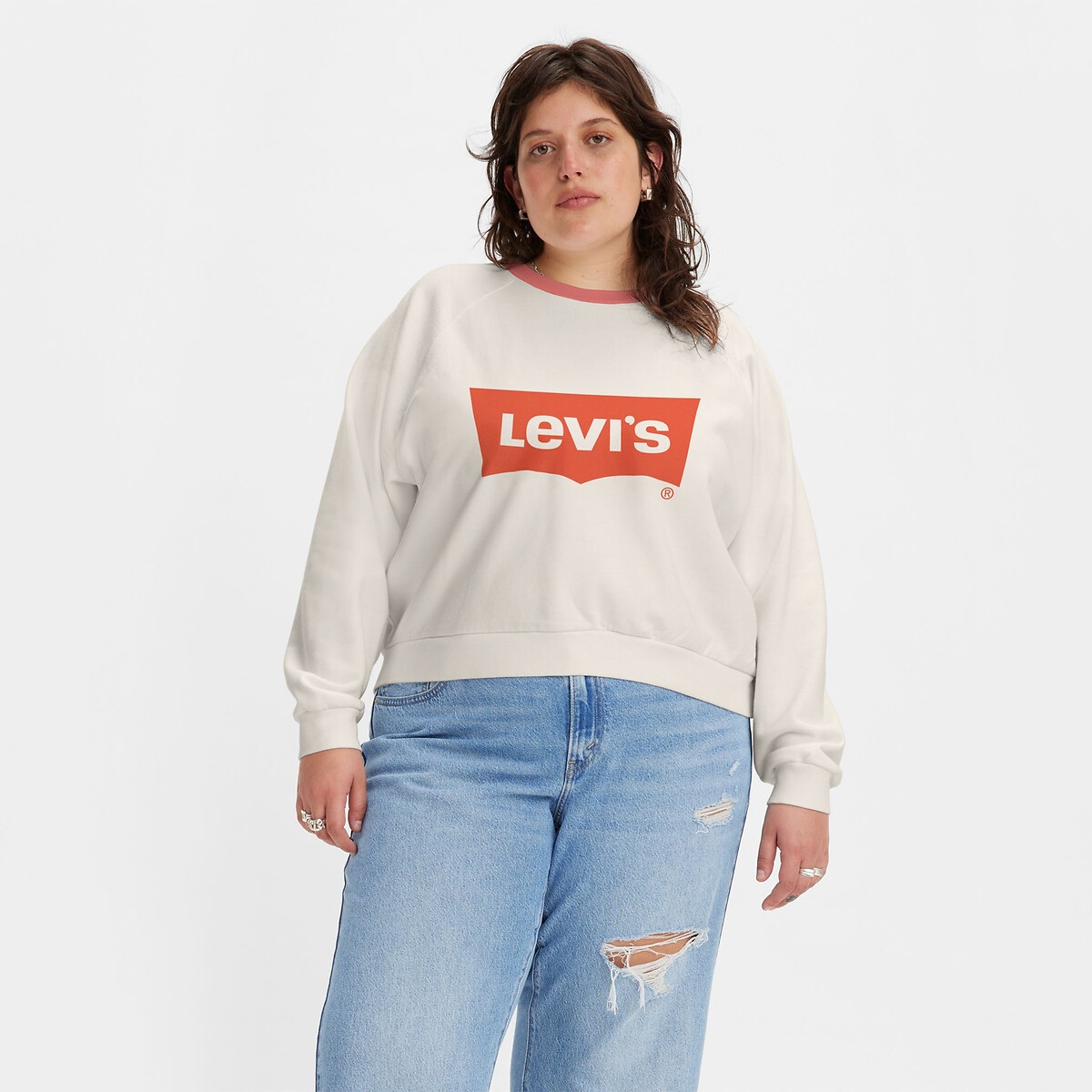 Levi s Plus Logo Print Cropped Sweatshirt in Cotton Rather Saucy