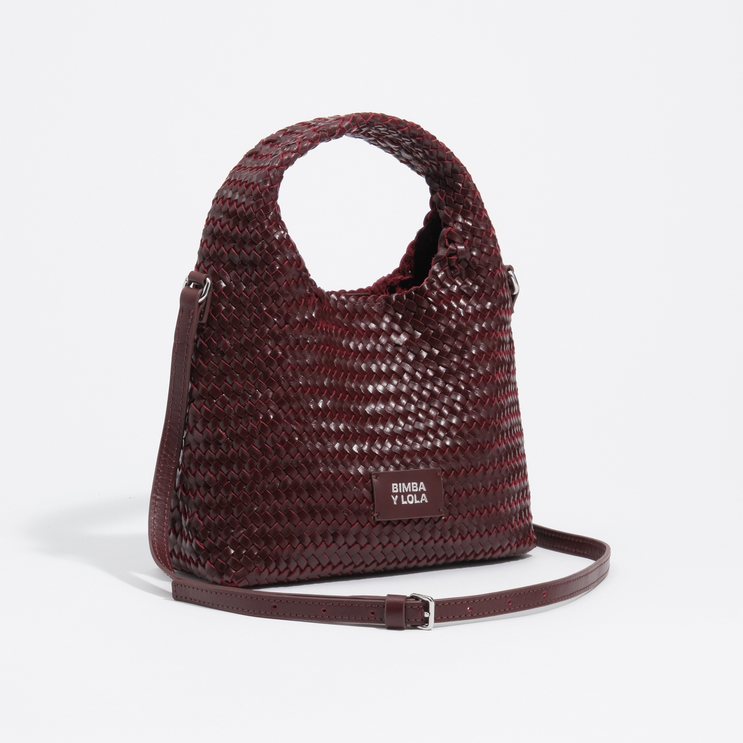 BIMBA Y LOLA Small burgundy plaited leather Paper bag