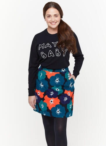 Joanie Clothing Scarlett Corduroy Floral Print Skirt Rather Saucy