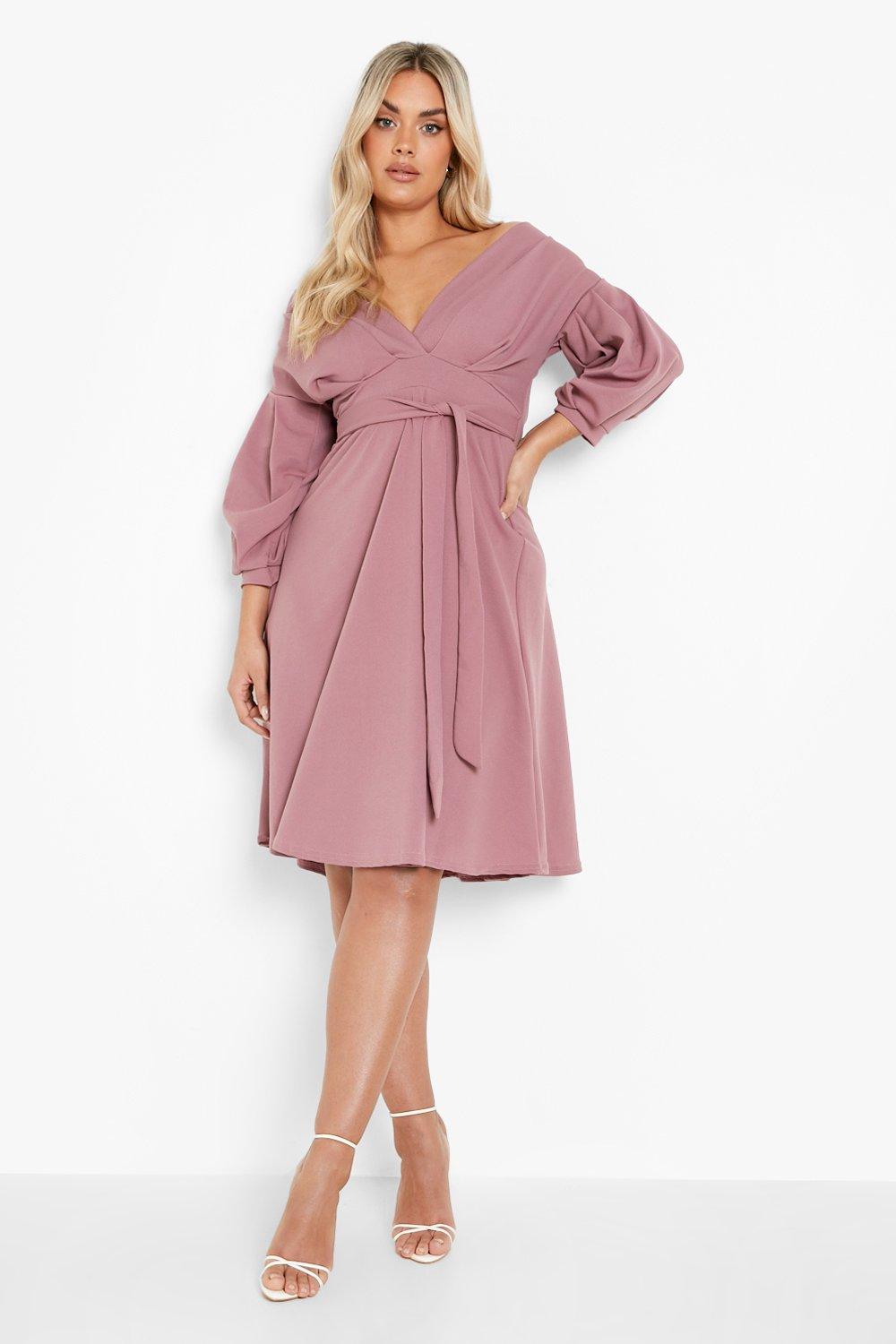 Photograph of Boohoo Womens Plus Off Shoulder Wrap Midi Dress