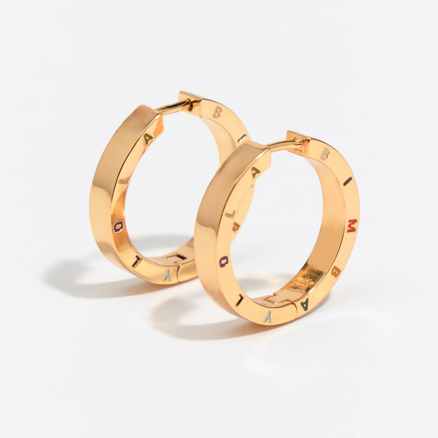 BIMBA Y LOLA Large multicolored logo hoop earrings