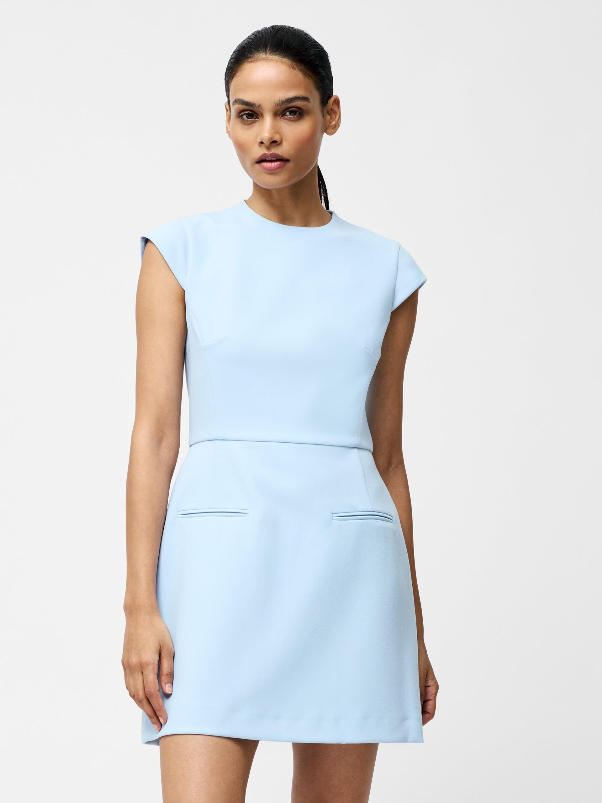 Photograph of French Connection Whisper Crew Neck Mini Dress Cashmere Blue