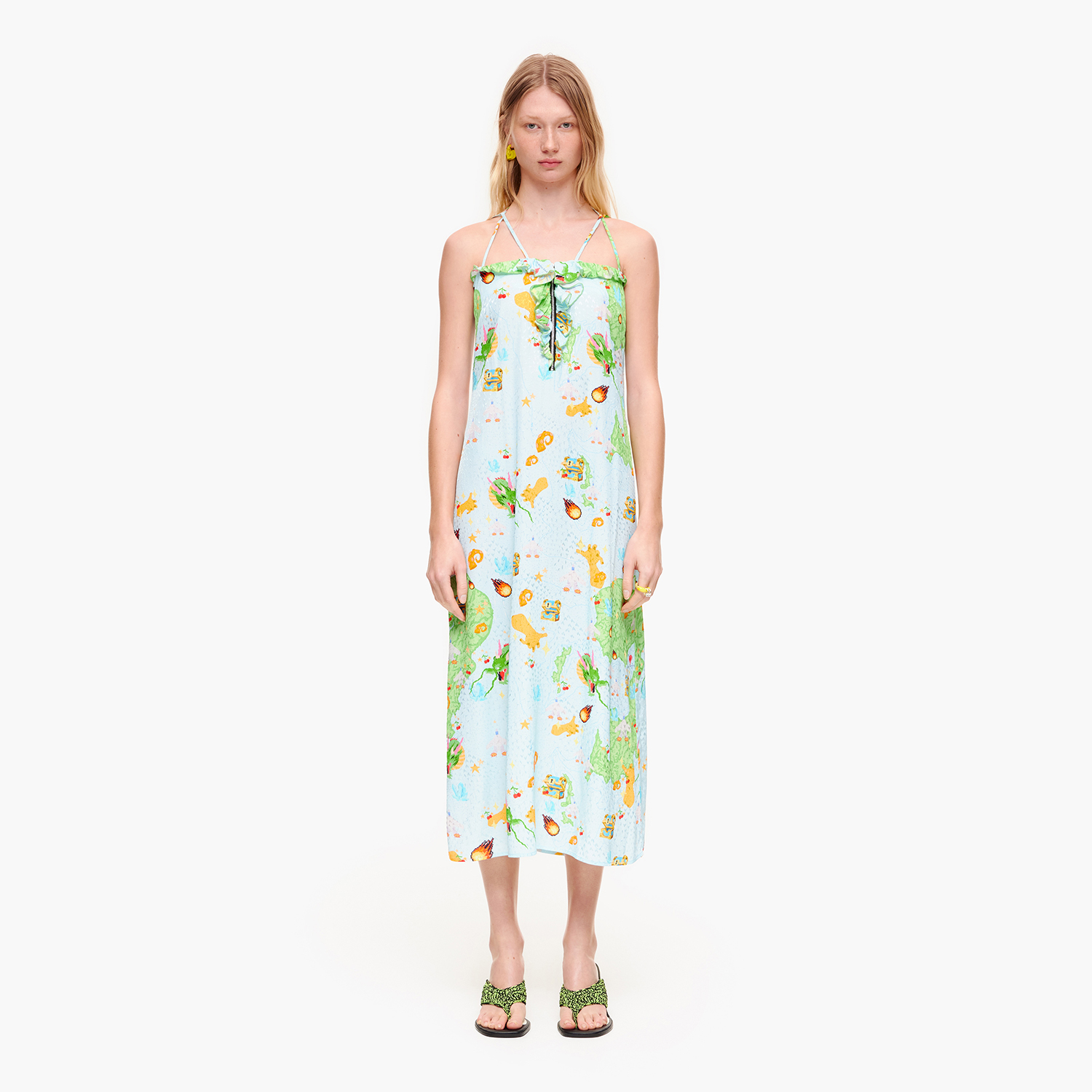 Photograph of Bimba Y Lola Blue Vigo Game print fluid dress