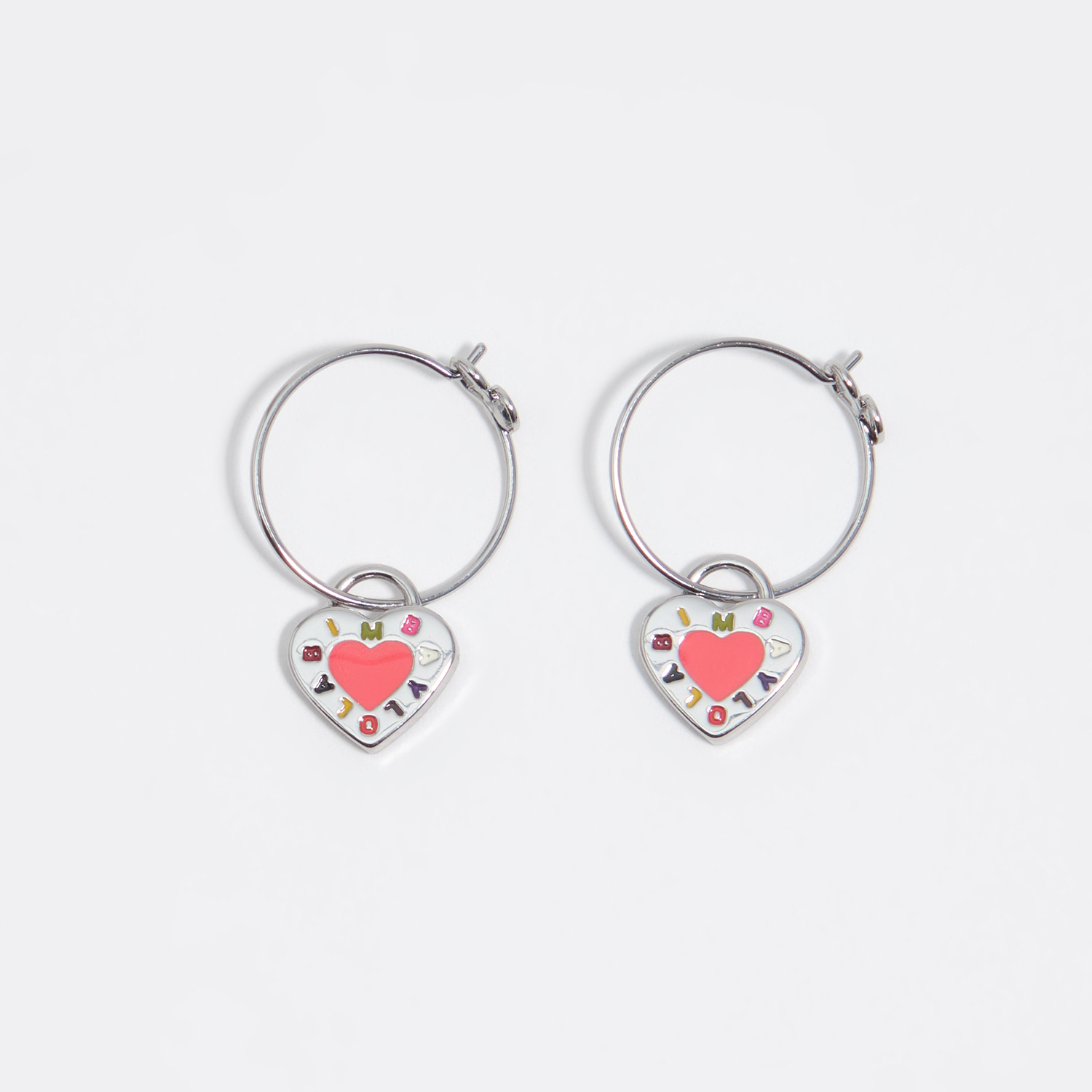BIMBA Y LOLA Coral heart logo hoop earrings