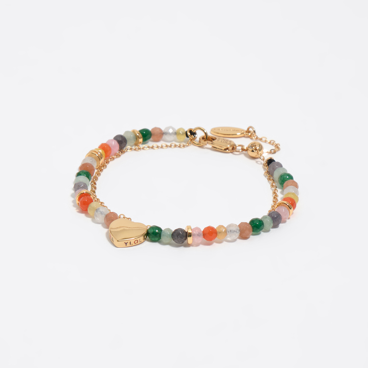 BIMBA Y LOLA Stones and heart gold double bracelet