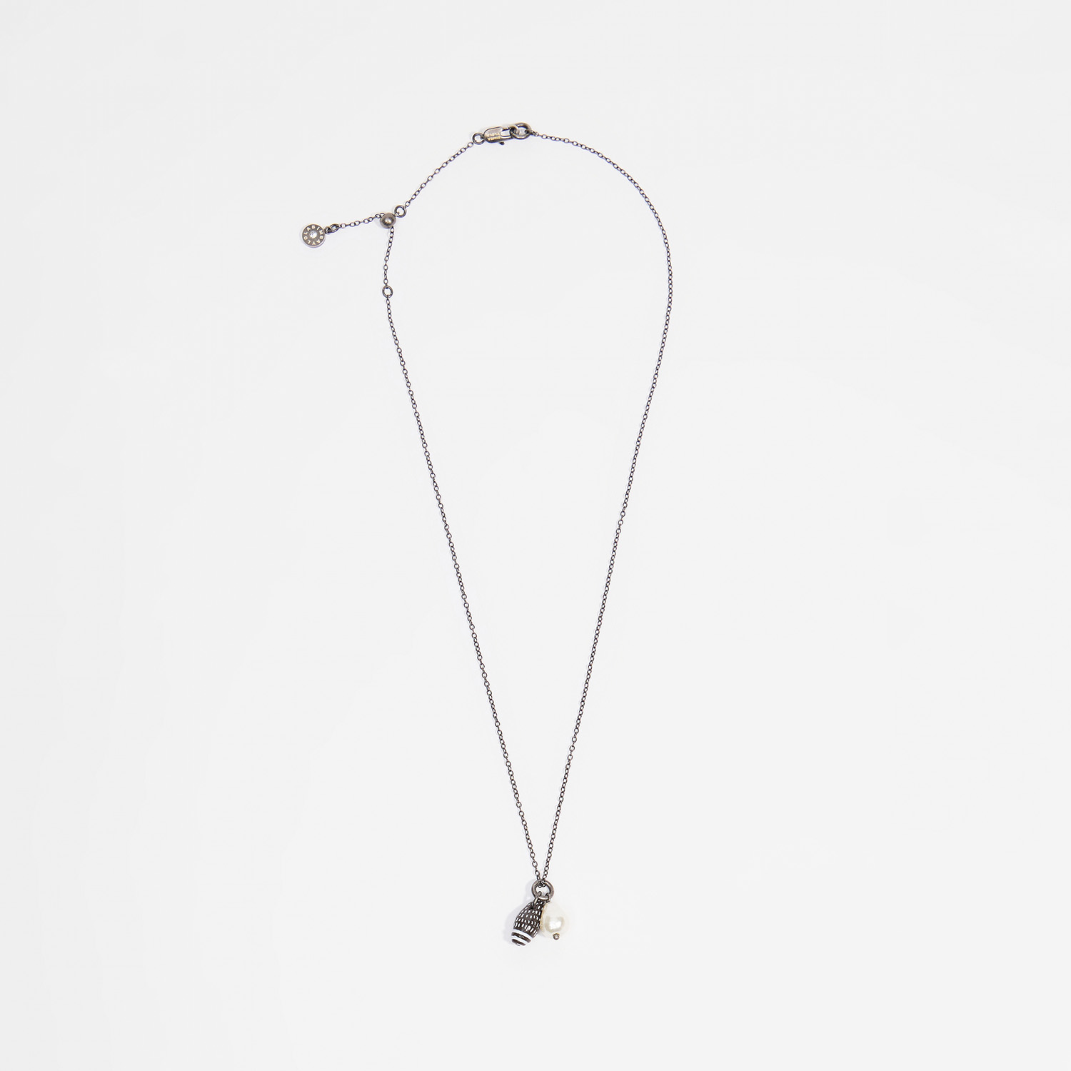 BIMBA Y LOLA Aged silver necklace with seashell and pearl