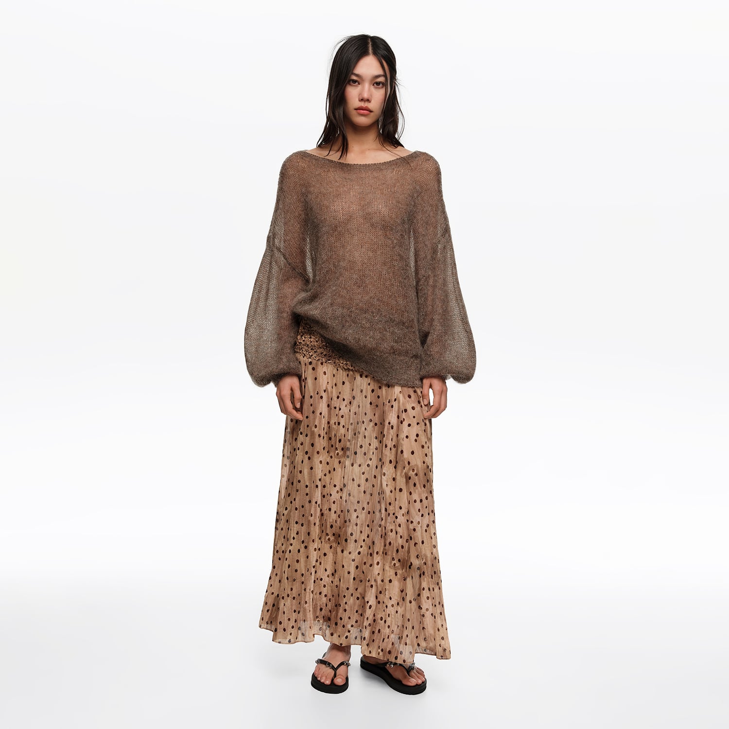 BIMBA Y LOLA Watercolor Dots gathered flared skirt
