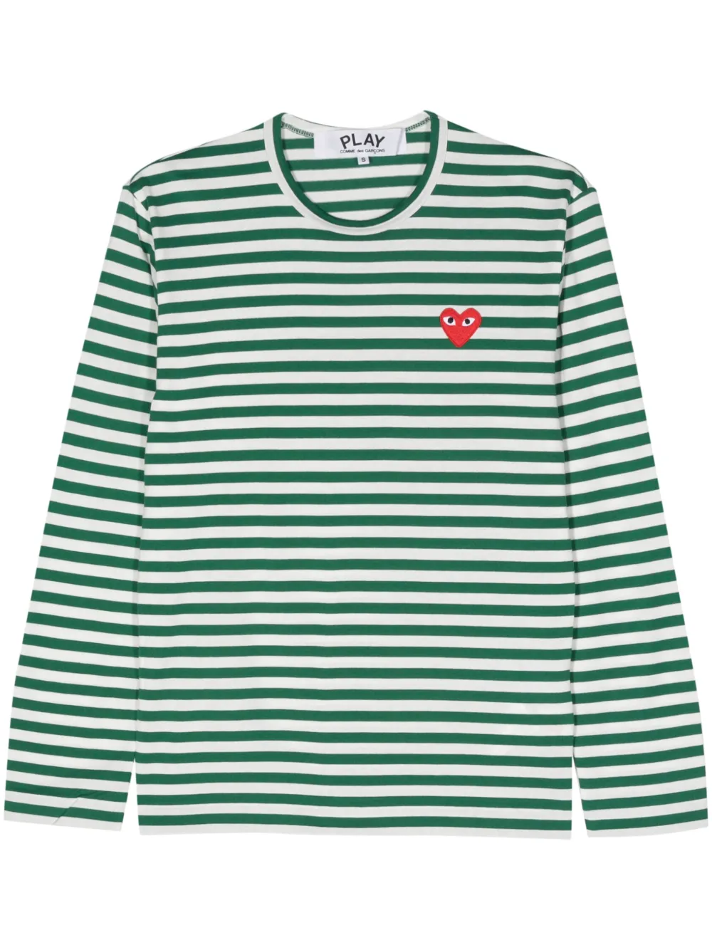 Photograph of COMME des GARÇONS Play Comme Des Garçons Play Striped Cotton T-Shirt Green